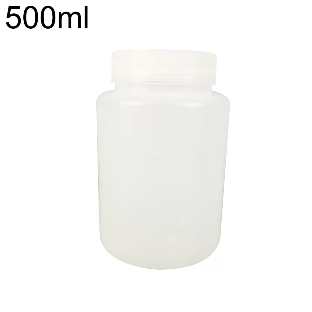 huanledash 500ml Plastic Laboratory Bottle Chemical Lid Transparent Empty Storage Container