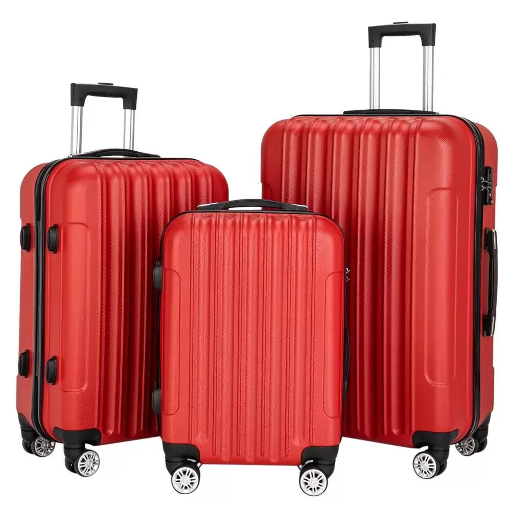 SalonMore 3 Piece Suitcase Luggage Set Travel with TSA Lock Red