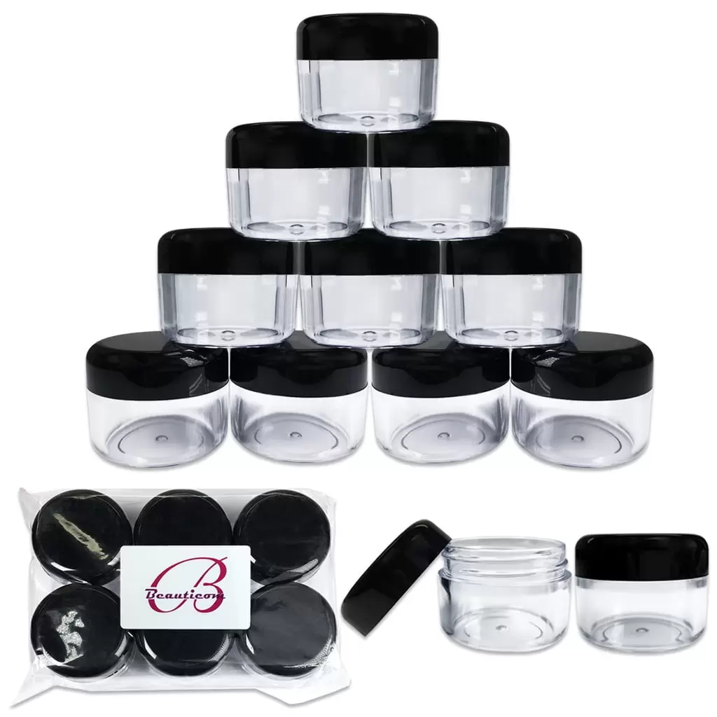 Beauticom 6 Pieces 30G/30ML(1 Oz) Round Clear Plastic Container Jars with Rounded Edge Top Lid - 6 Jars