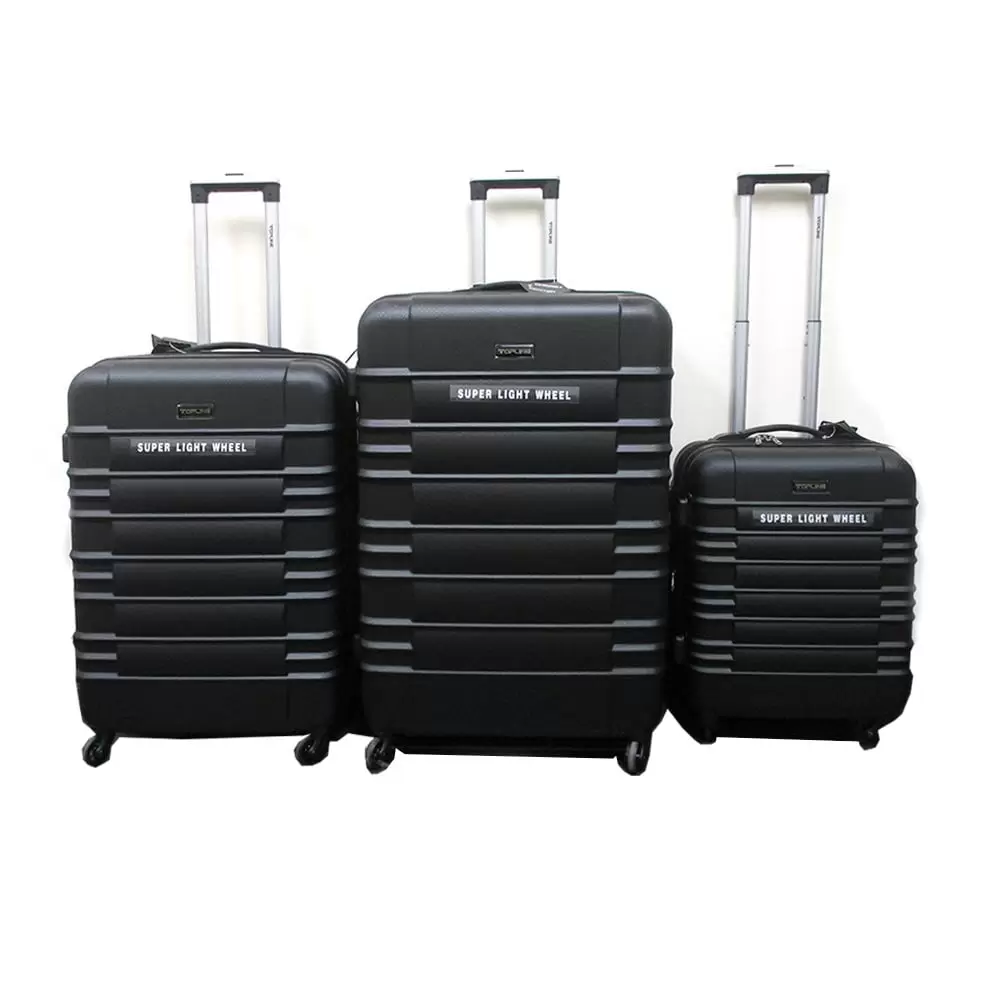 3pc Lightweight Spinner Rolling Hard Suitcase Expandable Travel Set Luggage Blk