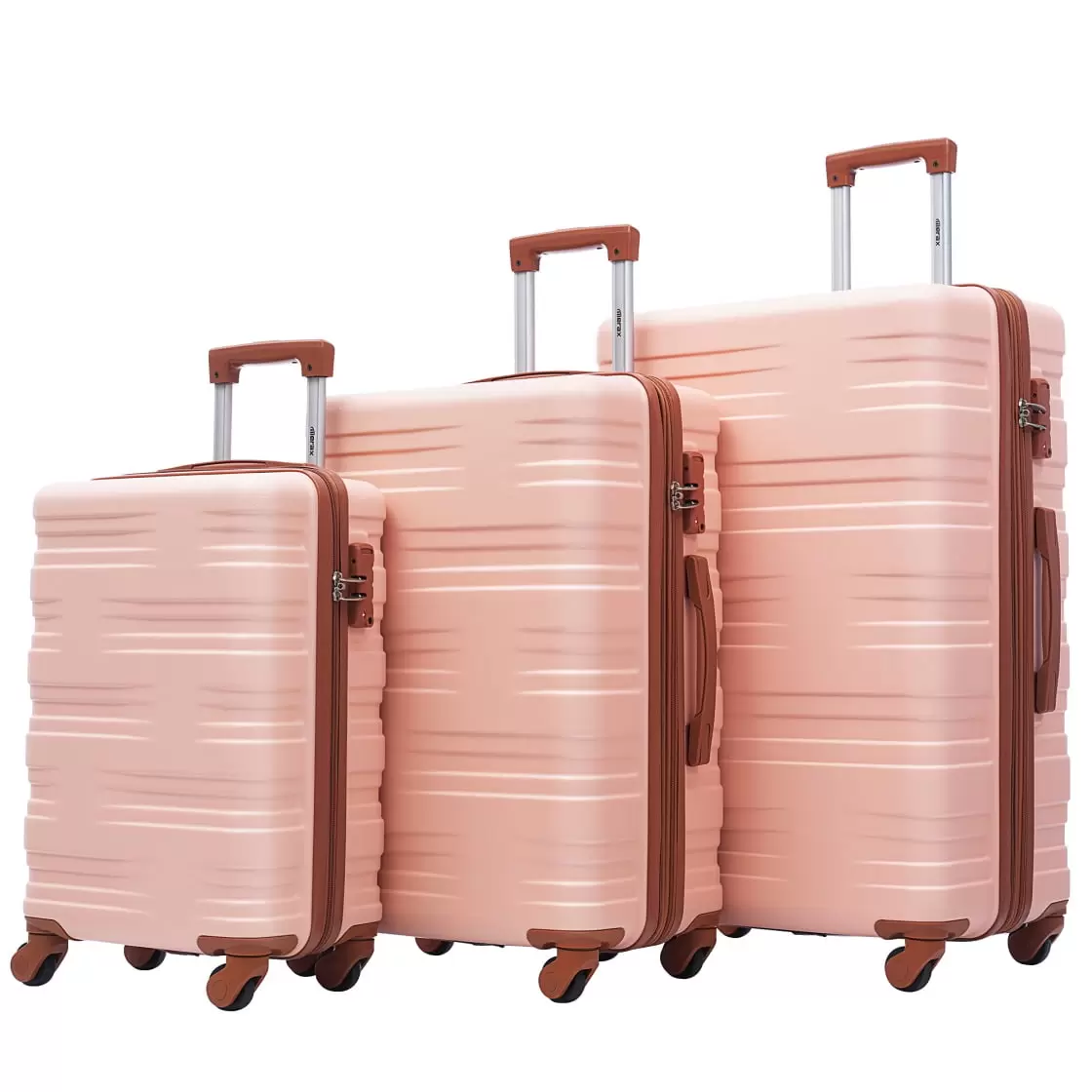 3pcs Expandable Luggage Sets. ABS Hardshell Suitcase Set with TSA Lock. Hardside. Spinner Wheels. 20''24''28'' Modern Suitcase sets. Baby Pink