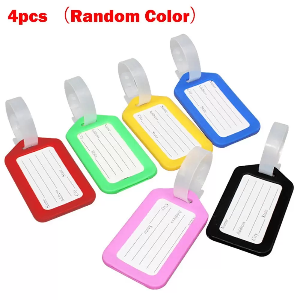 4 Luggage ID Tags Suitcase Labels Name Address ID Plastic Tag Baggage Bag Travel