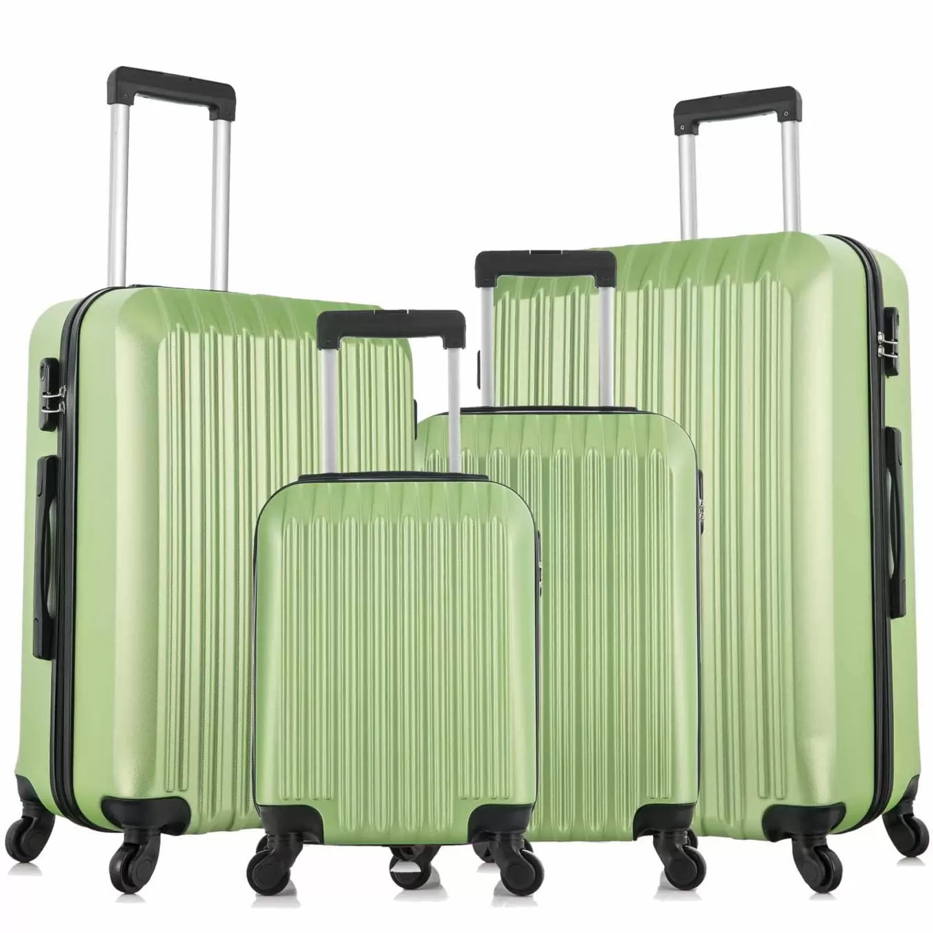 4 Piece Luggage Sets. Expandable ABS Luggage Hardside Carry on Suitcases Set with Spinner Wheels. Lightweight Travel Luggage Sets. Green (18/20/24/28)