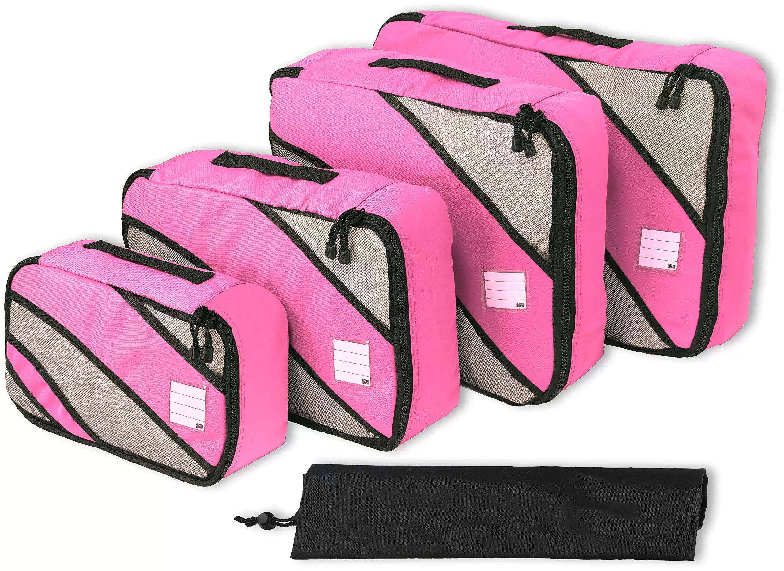 4 Set Packing Cube - Travel Organizers with Laundry Bag. Pink