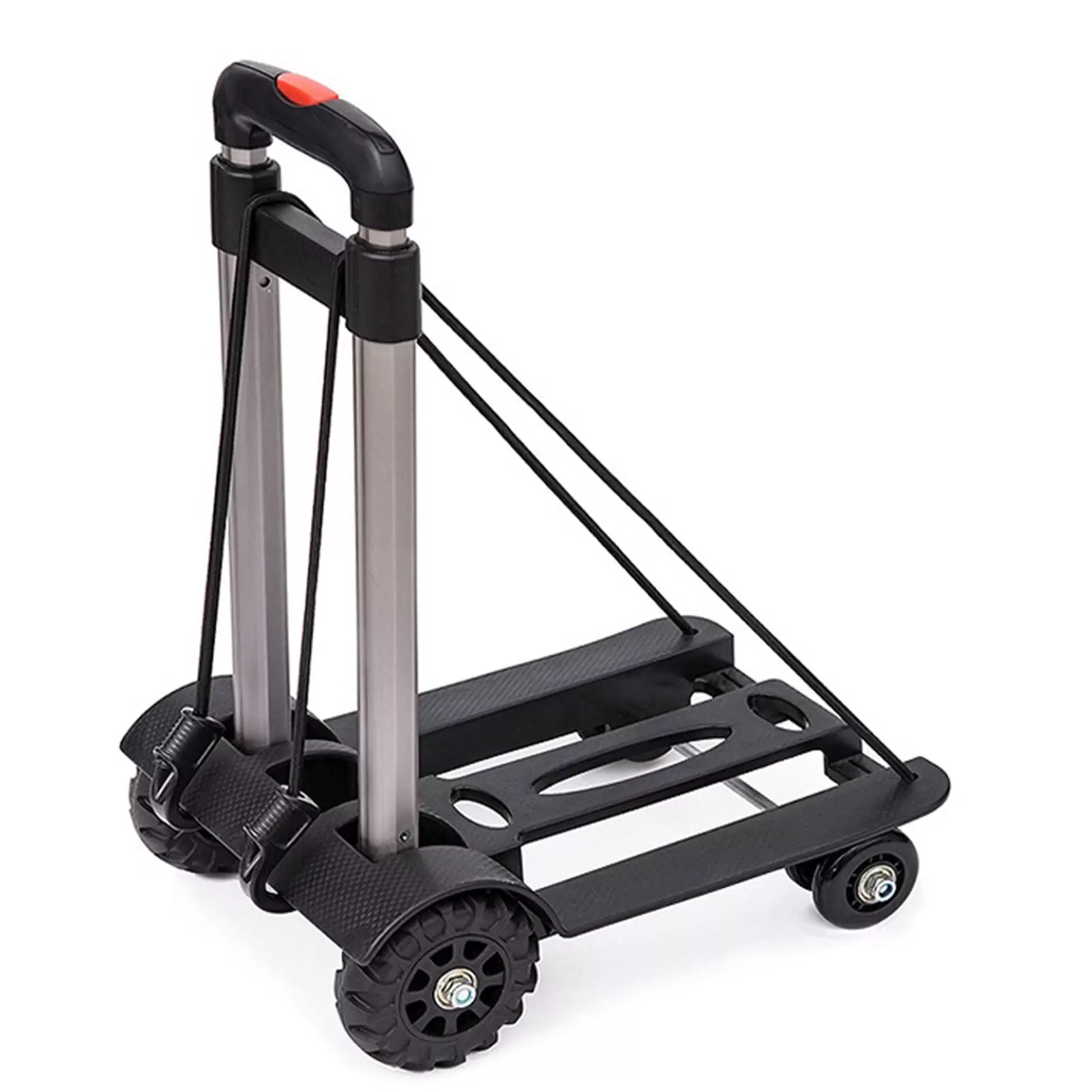 4 Wheels Folding Trolley Aluminium Alloy Foldable Hand Truck Luggage Cart for Shopping Grocery