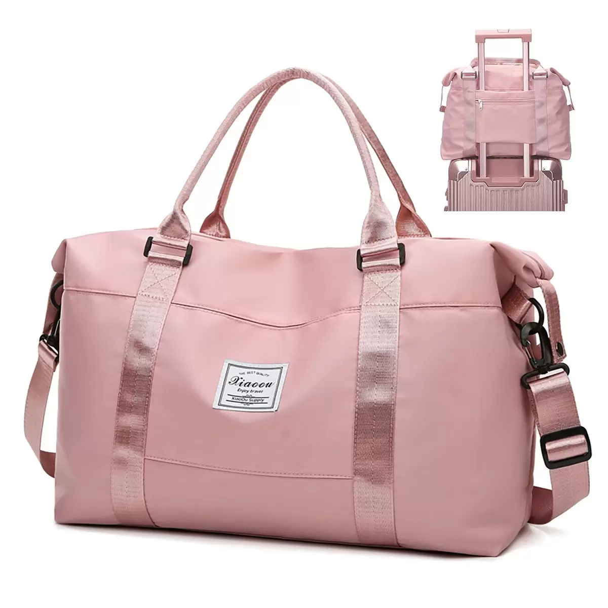 Tancuzo Womens Travel Bags Weekender Carry on for Women Sports Gym Bag Workout Duffel Bag Overnight Shoulder Bag.Pink