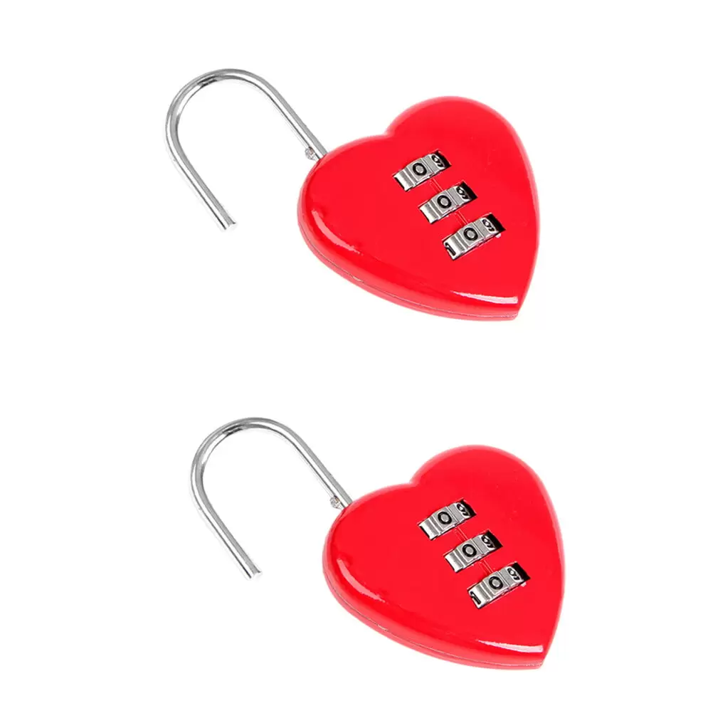 2PCS Heart Shape Security Luggage Locks 3-Digit Resettable Combination Password Locks Padlocks