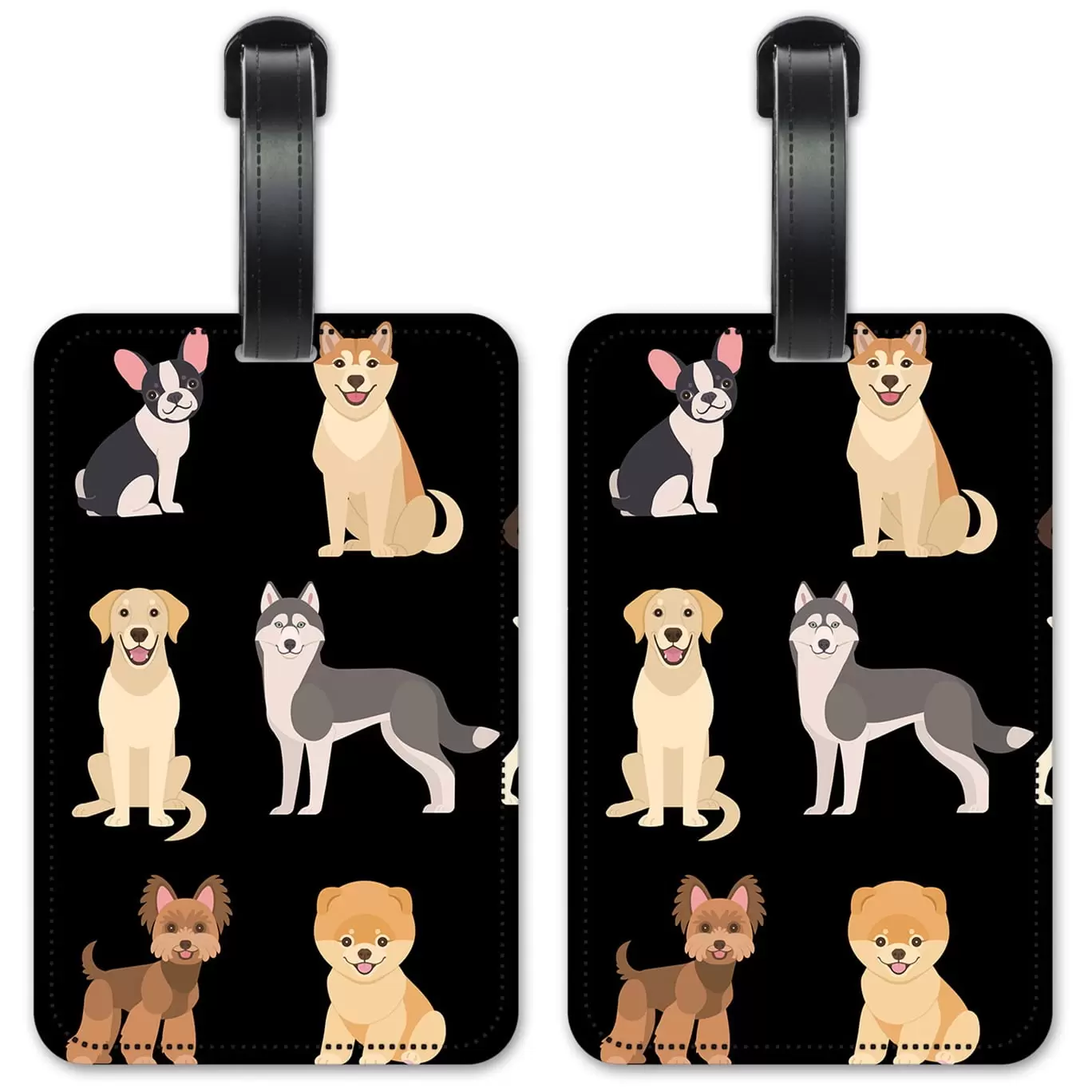 Cute Dogs - Luggage ID Tags / Suitcase Identification Cards - Set of 2