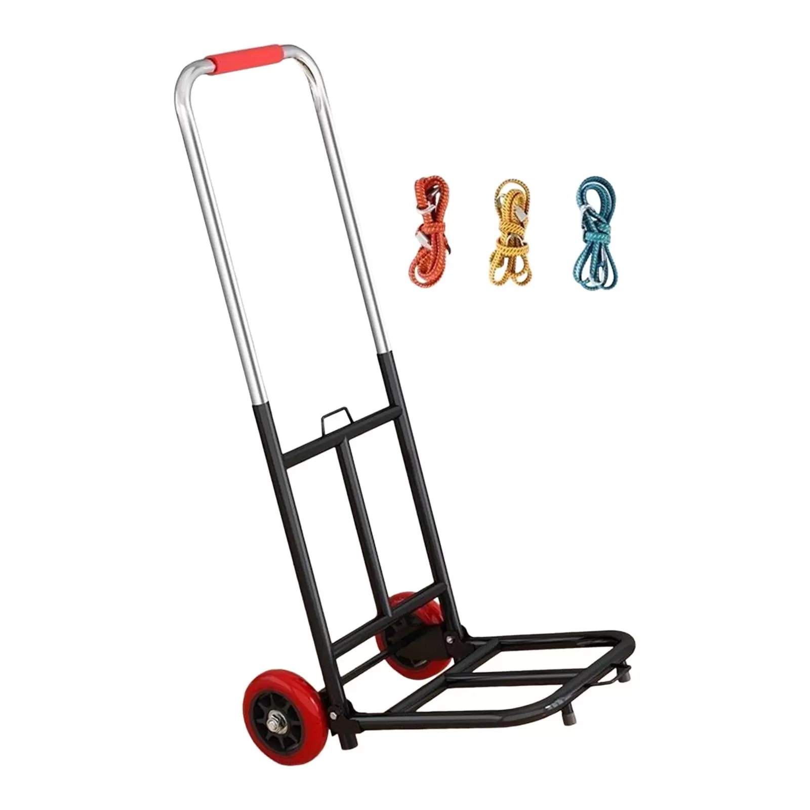 Folding Hand Truck Telescoping Handle Portable Trolley Cart for Travelers Sturdy Pipe 22mm PU Wheel