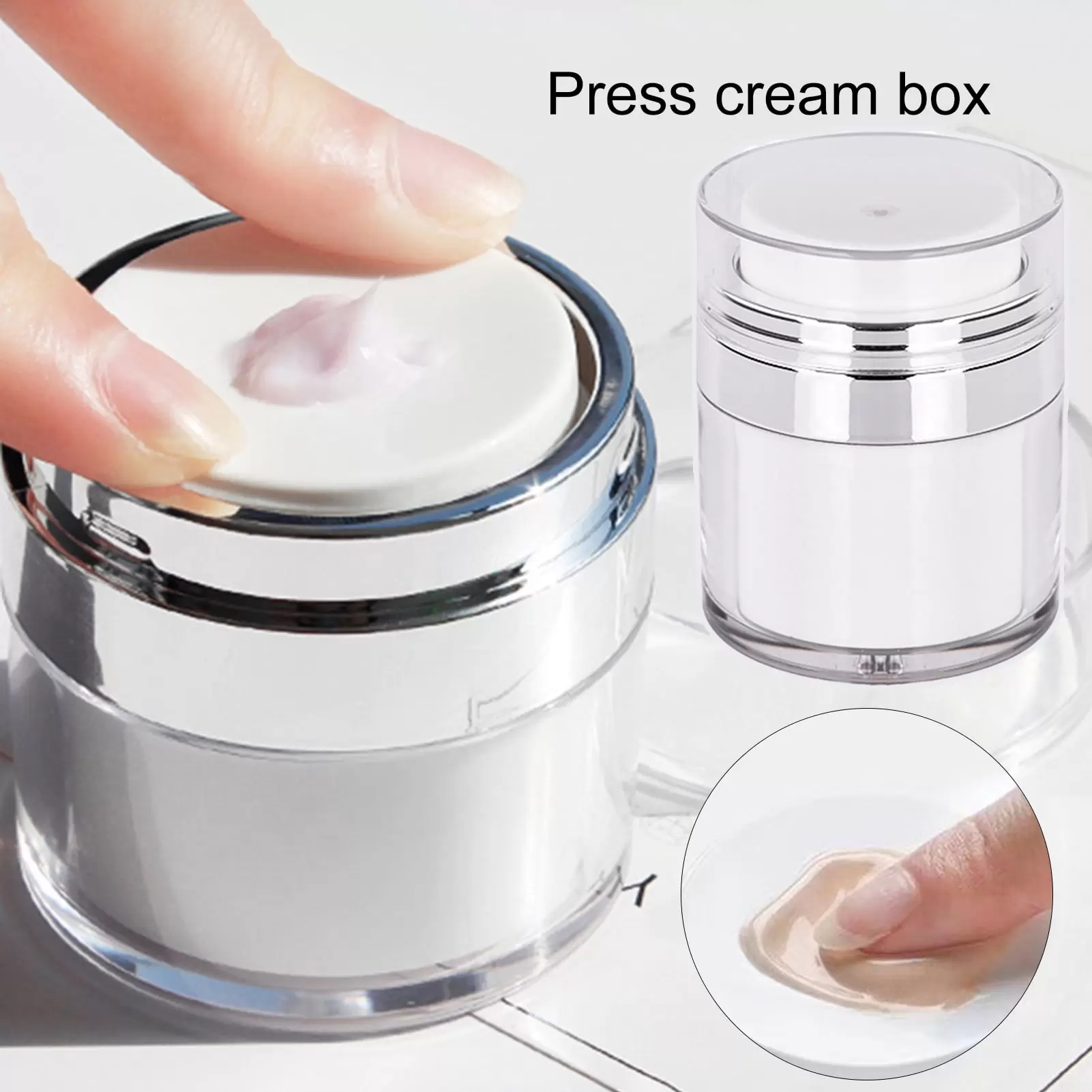 Walbest 15/30/50/100ml Airless Pump Cream Jar. Empty Plastic Cosmetic Jar Container. Refillable Travel Lotion Jar for Thick Moisturizer.Skincare Cream.Gels & Lotions - Leak Proof BPA FREE. White