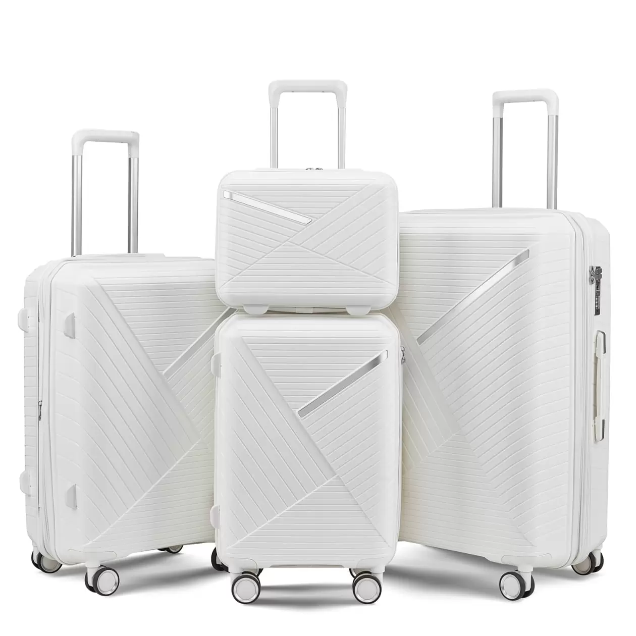 4PC Sets Expandable Luggage Suitcase. 1420/24/28 Hardshell Suitcase Sets with TSA Lock and 360?? Double Spinner Wheels. Lightweight Carry-on Travel Suitcase for Women Men Weekender. White