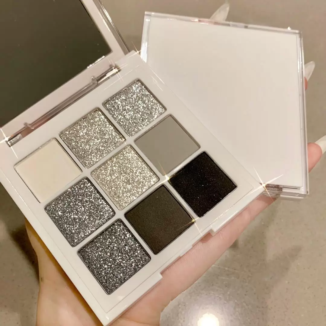 Fofosbeauty 9 Colors Eyeshadow Palette. Long Lasting Multi Reflective Shimmer Matte Glitter Eye Shadow Makeup Pallet. Smoke Gray