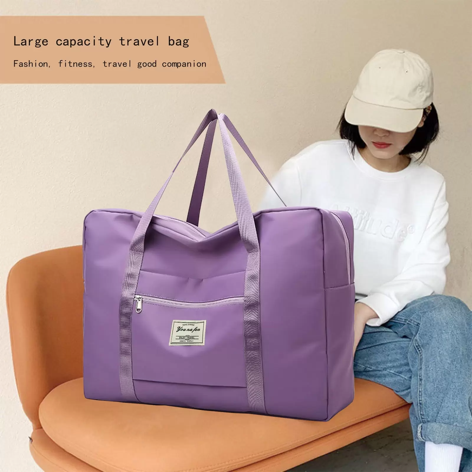 Foldable Travel Duffel Bag Tote Carry On Luggage Sport Duffle Week-ender Overnight For Women And Girls//Storage Basket