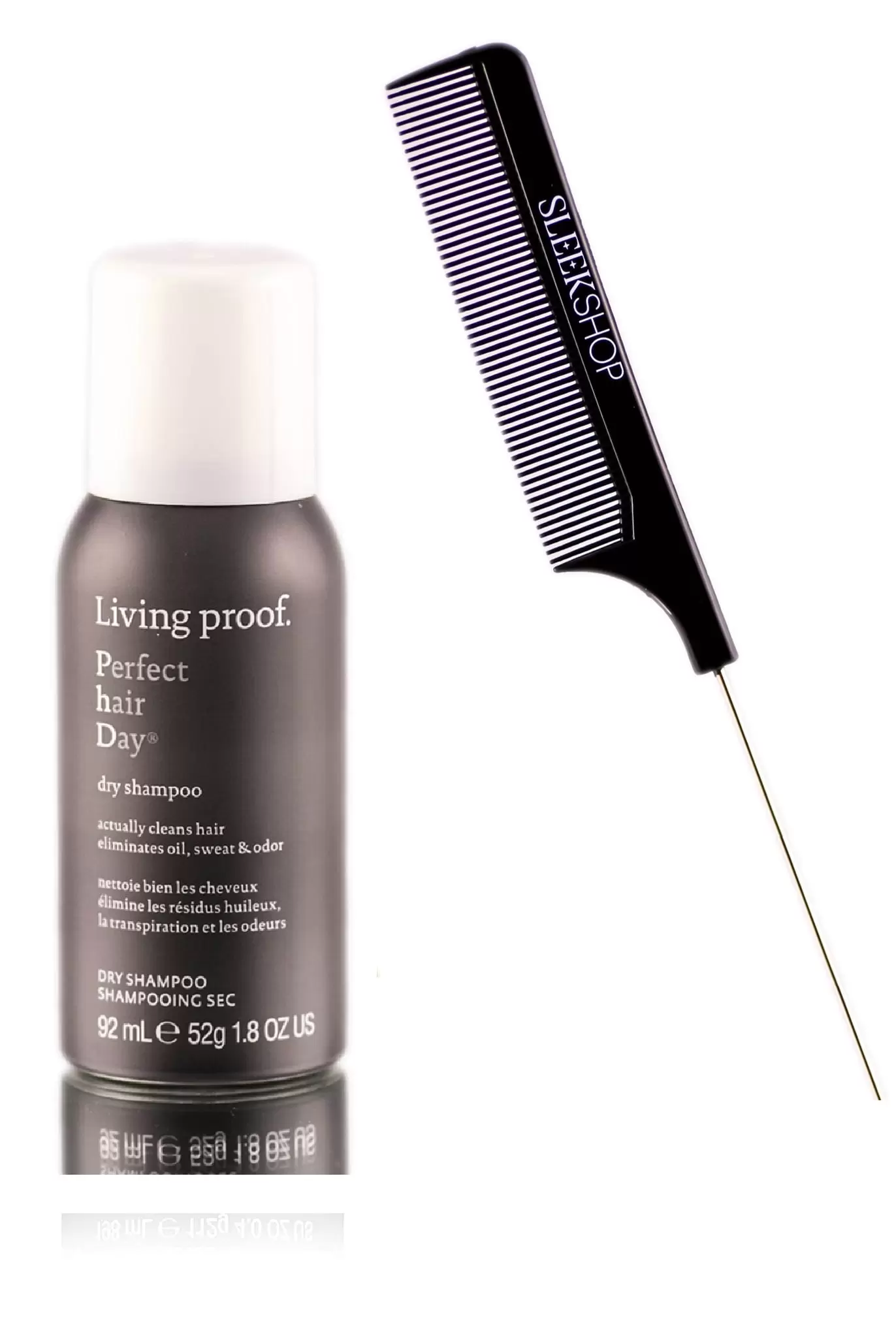 Living Proof PERFECT HAIR DAY PHD Dry Shampoo (with Sleek Steel Rat Tail Comb) Eliminate Oils. Sweat. Odor (1.8 oz / TRAVEL SIZE)