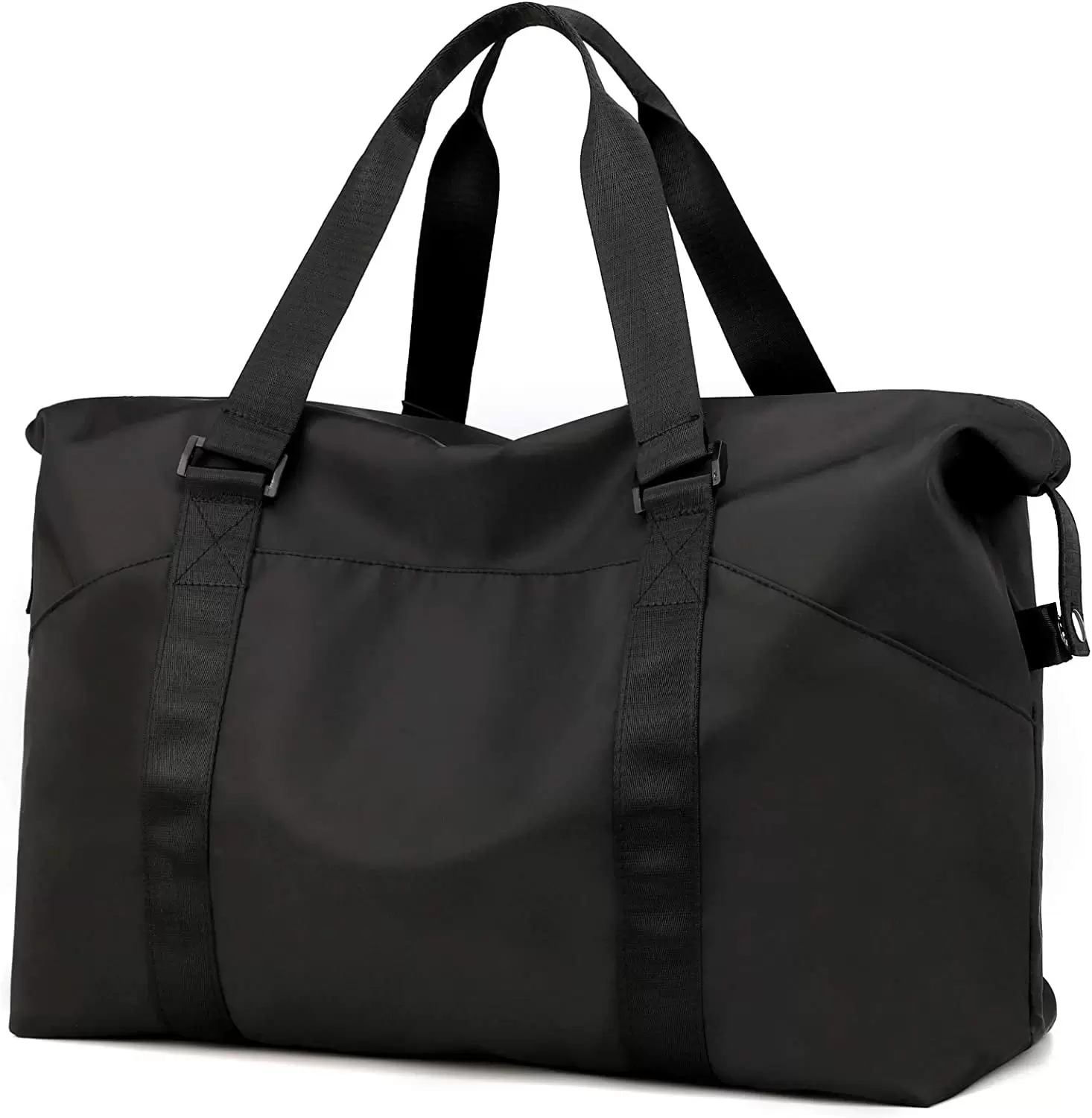 PlasMaller Sports Gym Bag Travel Duffel Pack with Dry Wet Pocket & Shoes Compartment for Women and Men. Black