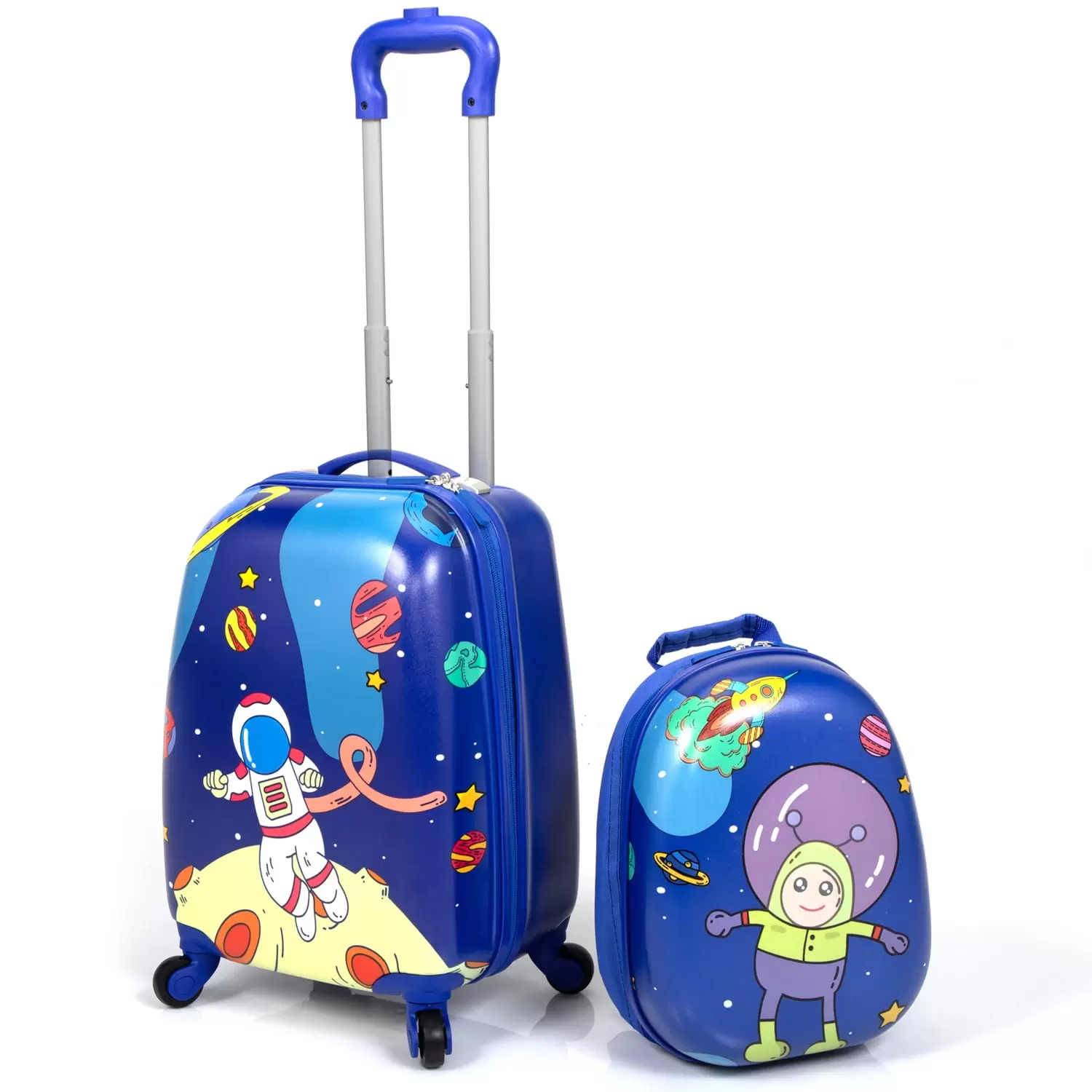 UWR-Nite 2 PC Kids Carry-on Luggage Set 12 Backpack & 16 Rolling Suitcase School Travel Trolley ABS Luggage for Boys Girls