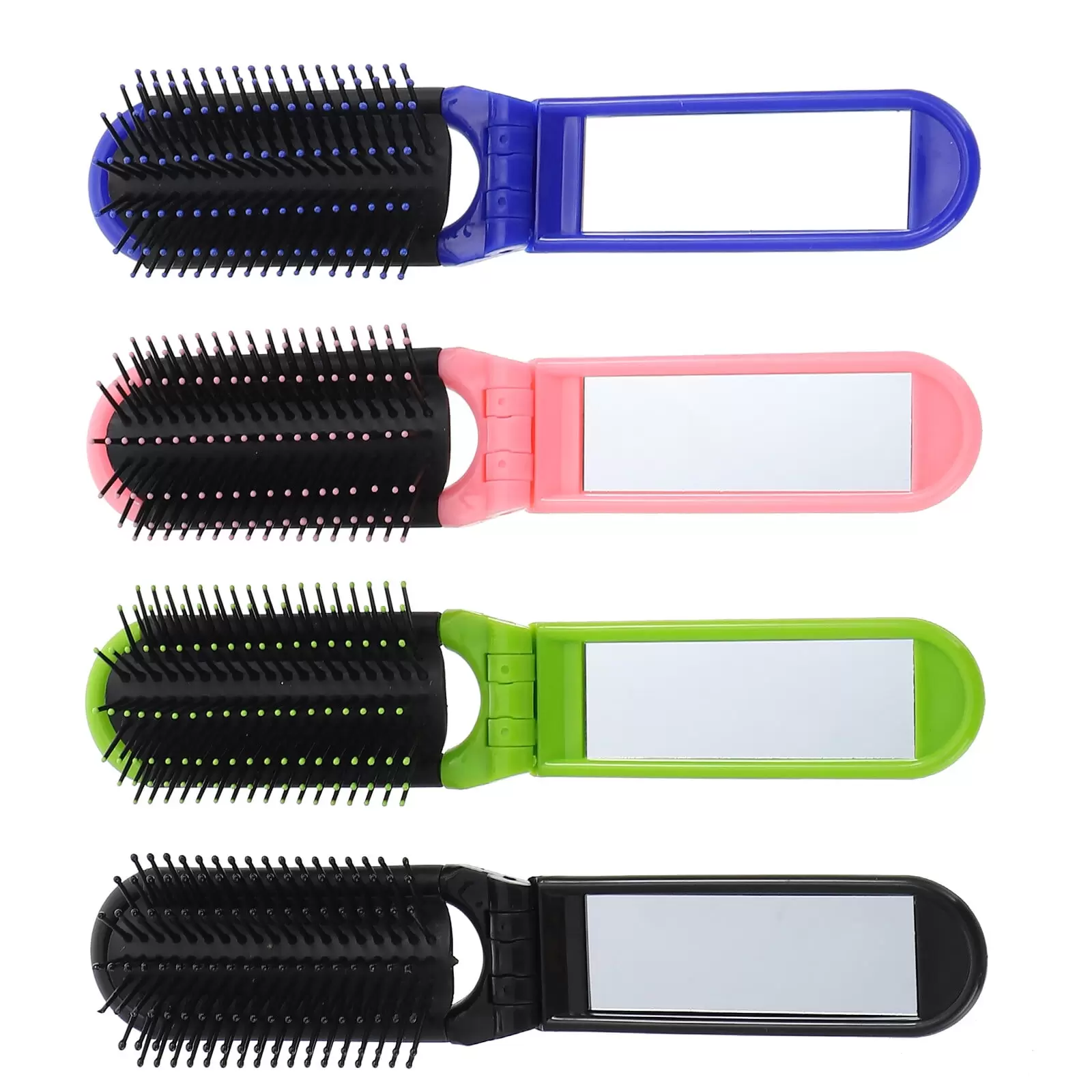 4pcs Travel Hair Brush Mini Hair Comb with Mirror Compact Pocket Hair Brush