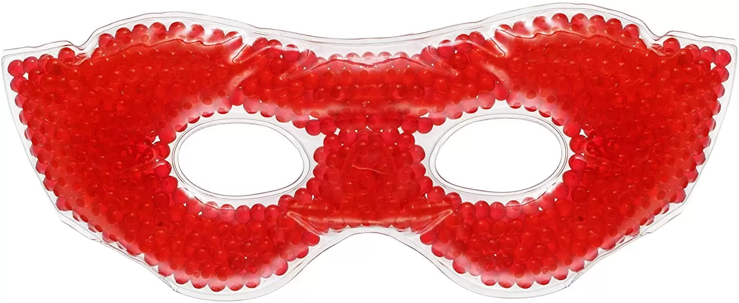 Eye See Gel Eye Mask. Red - Cold Compress Ice Pack with Gel Beads - Microwave Safe for Heat Therapy - Great for Puffy Eyes. Dark Circles. Dry Eyes. Soothing Headaches