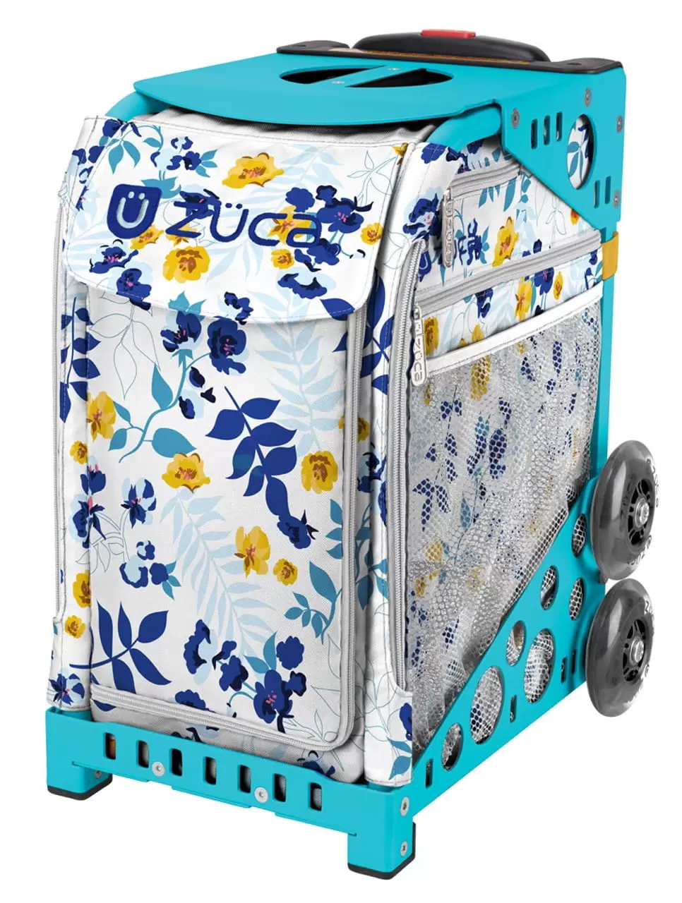 Zuca 18 Sport Bag - Boho Floral with Flashing Wheels (Turquiose Frame)