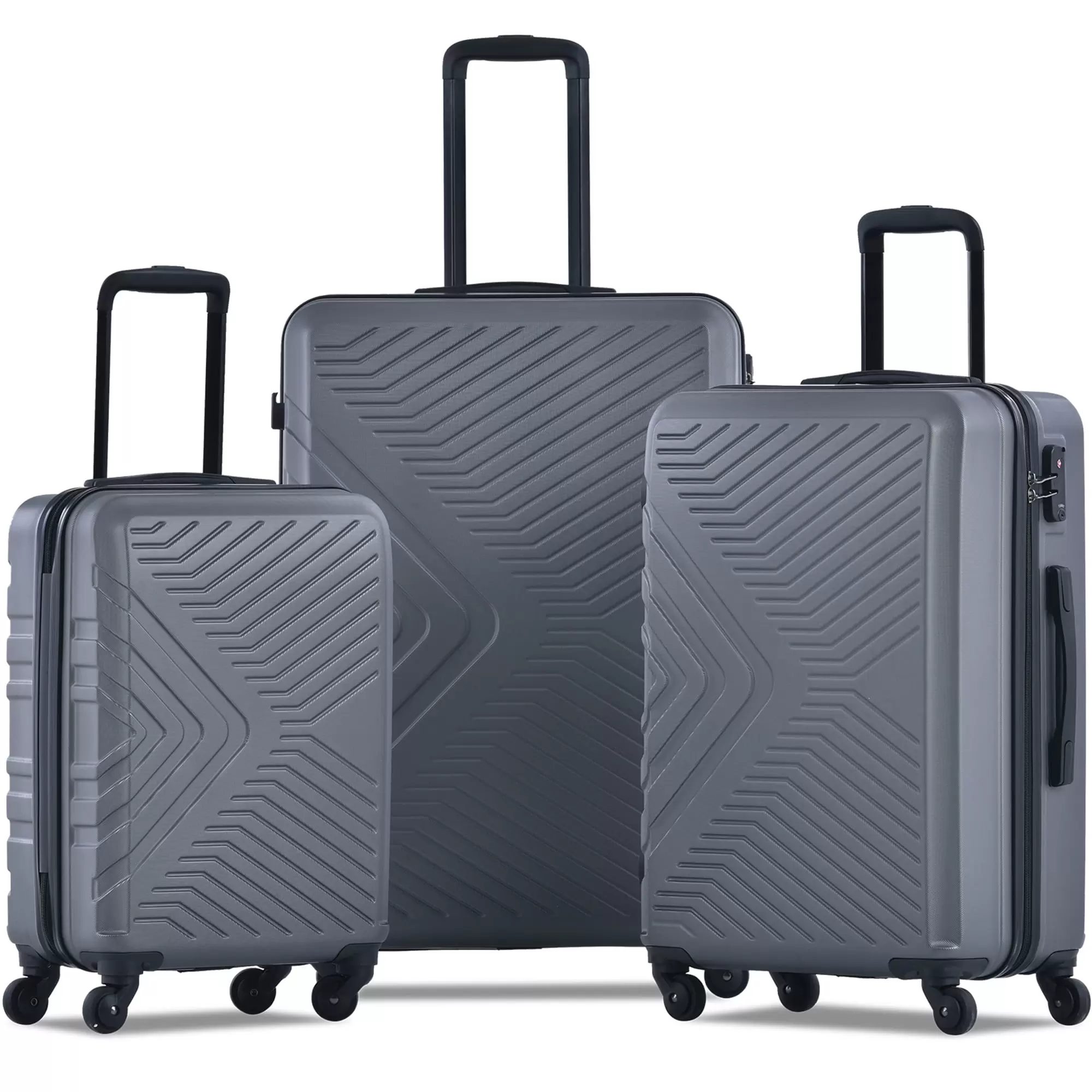 uhomepro Gray Luggage Sets 20 24 28. Expandable Suitcase with Wheels TSA Lock Carry on Luggage. 3pcs