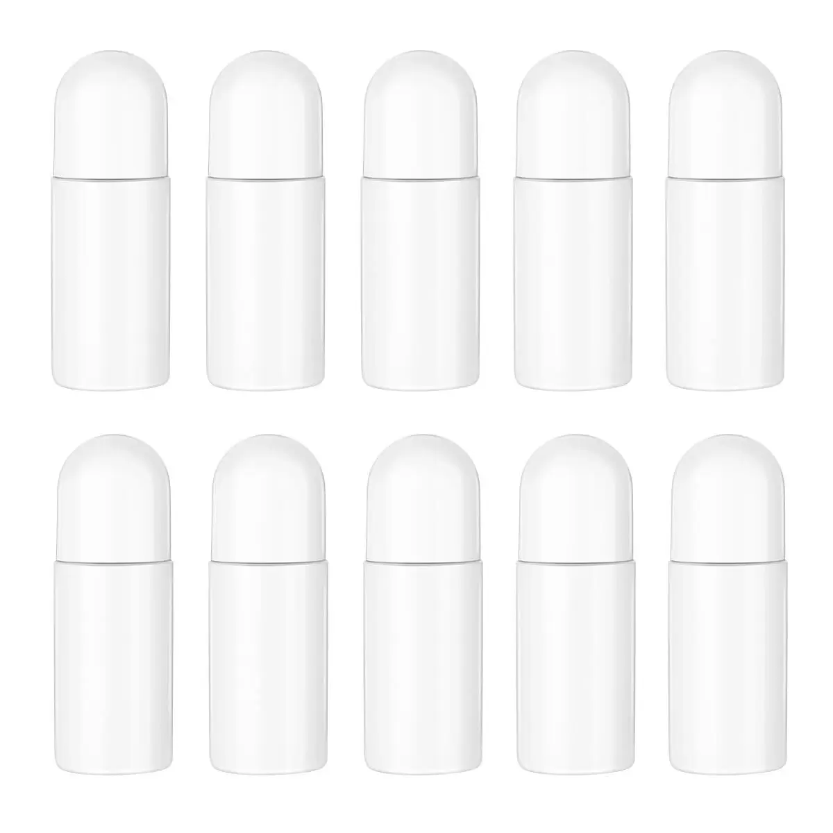 healifty 10pcs 50ML Plastic Roller Bottles for Essential Oils Empty Refillable Roll on Bottles Reusable Leak-Proof DIY Deodorant Containers with Plastic Roller Ball(White)