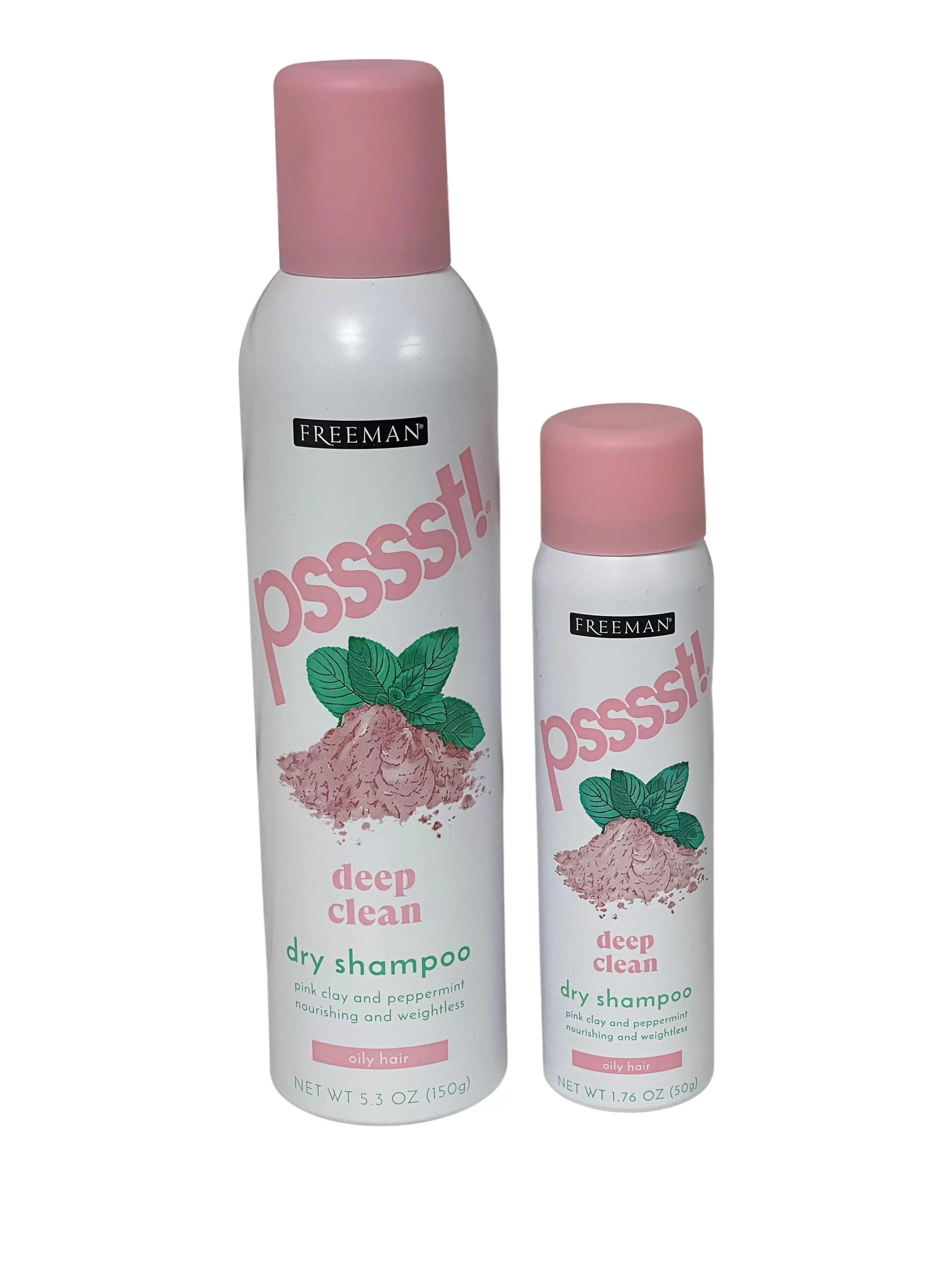 Freeman Beauty Psssst! Deep Clean Dry Shampoo For Oily Hair. 5.3 oz + Travel Size DUO