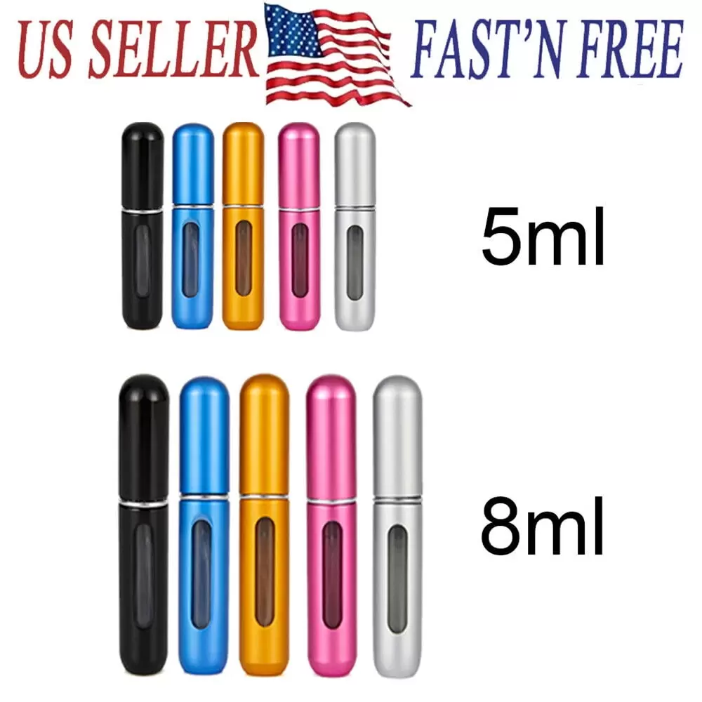 5PCS Mini Travel Perfume Atomizer Bottle Refillable Portable Spray Pump Case