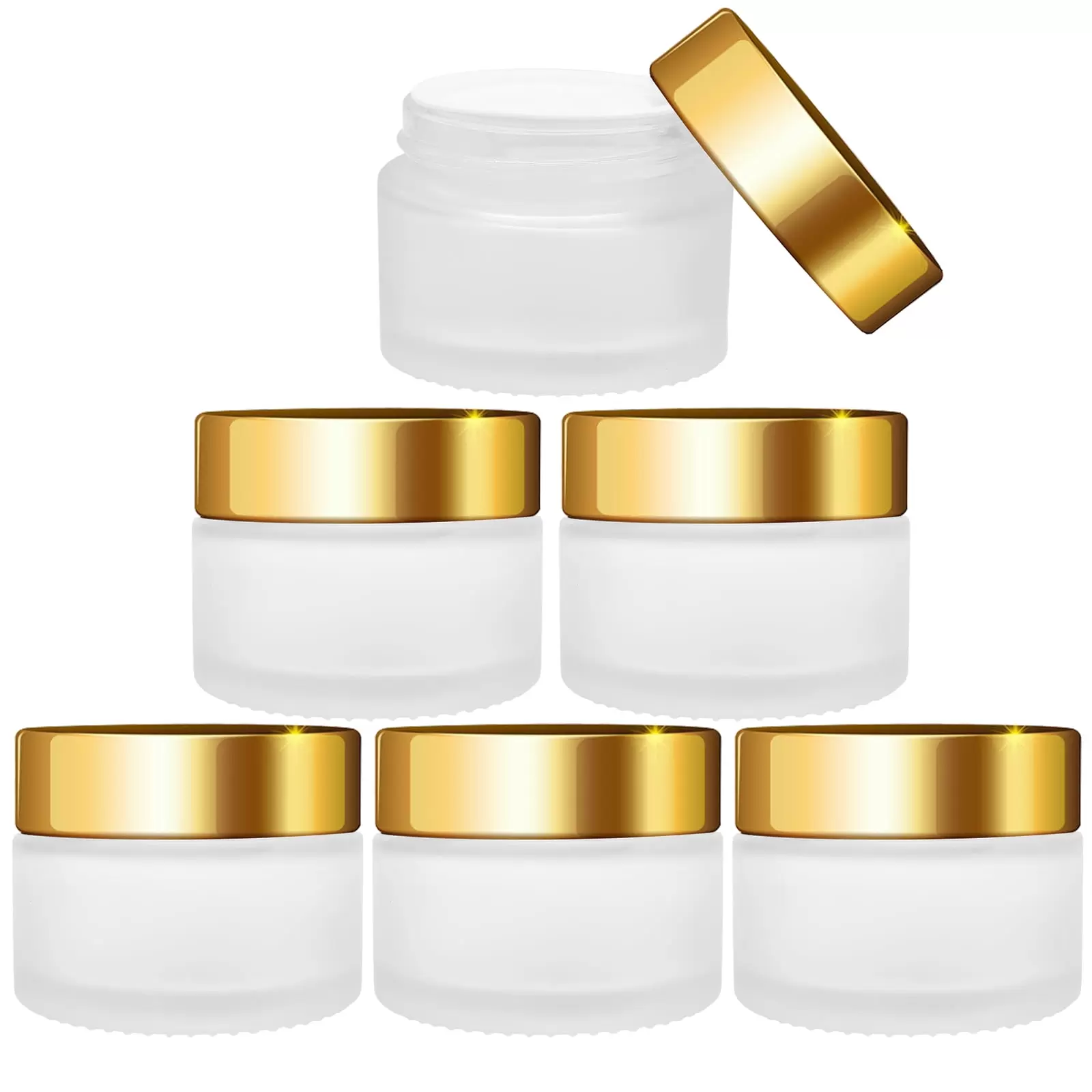 6pcs Travel Cosmetic Jar Frosted Glass Face Cream Jars with Inner Lid Empty Jars for Cream