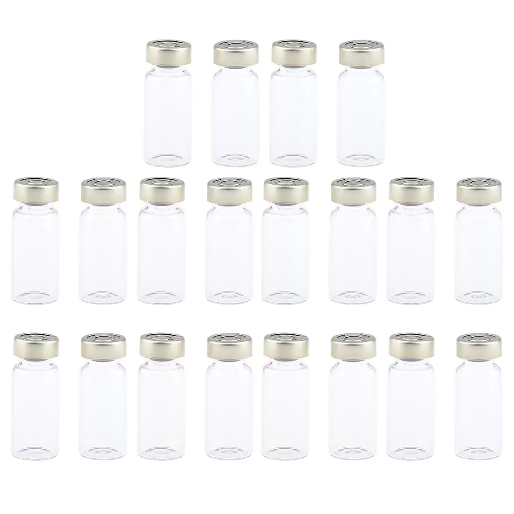 20Pcs Empty Sterile Glass Sealed Vials Bottles Liquid Containers Transparent - 10ml