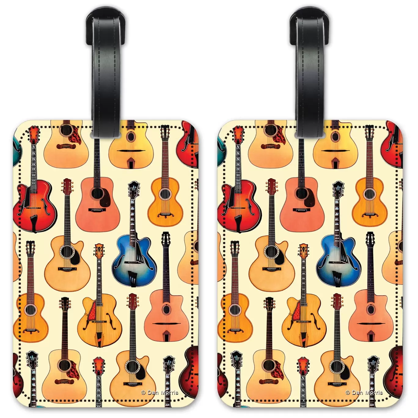 Acoustic Guitars - Image by Dan Morris - Luggage ID Tags / Suitcase Identification Cards - Set of 2