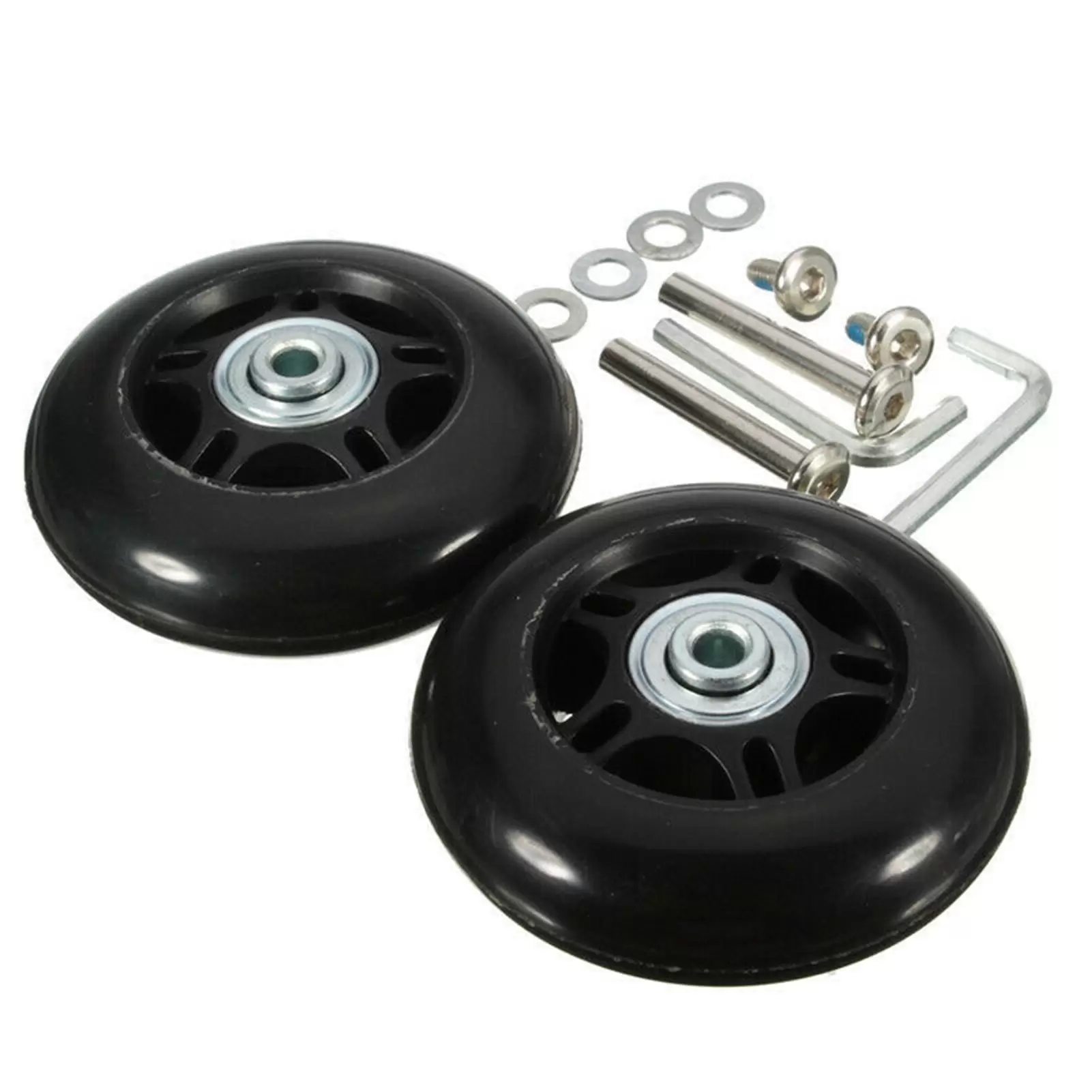 Openuye 1 Pair Luggage Spinner Wheels Replacement with Tools Low Noise Suitcase Rubber Swivel Caster Wheels Repair Kits New