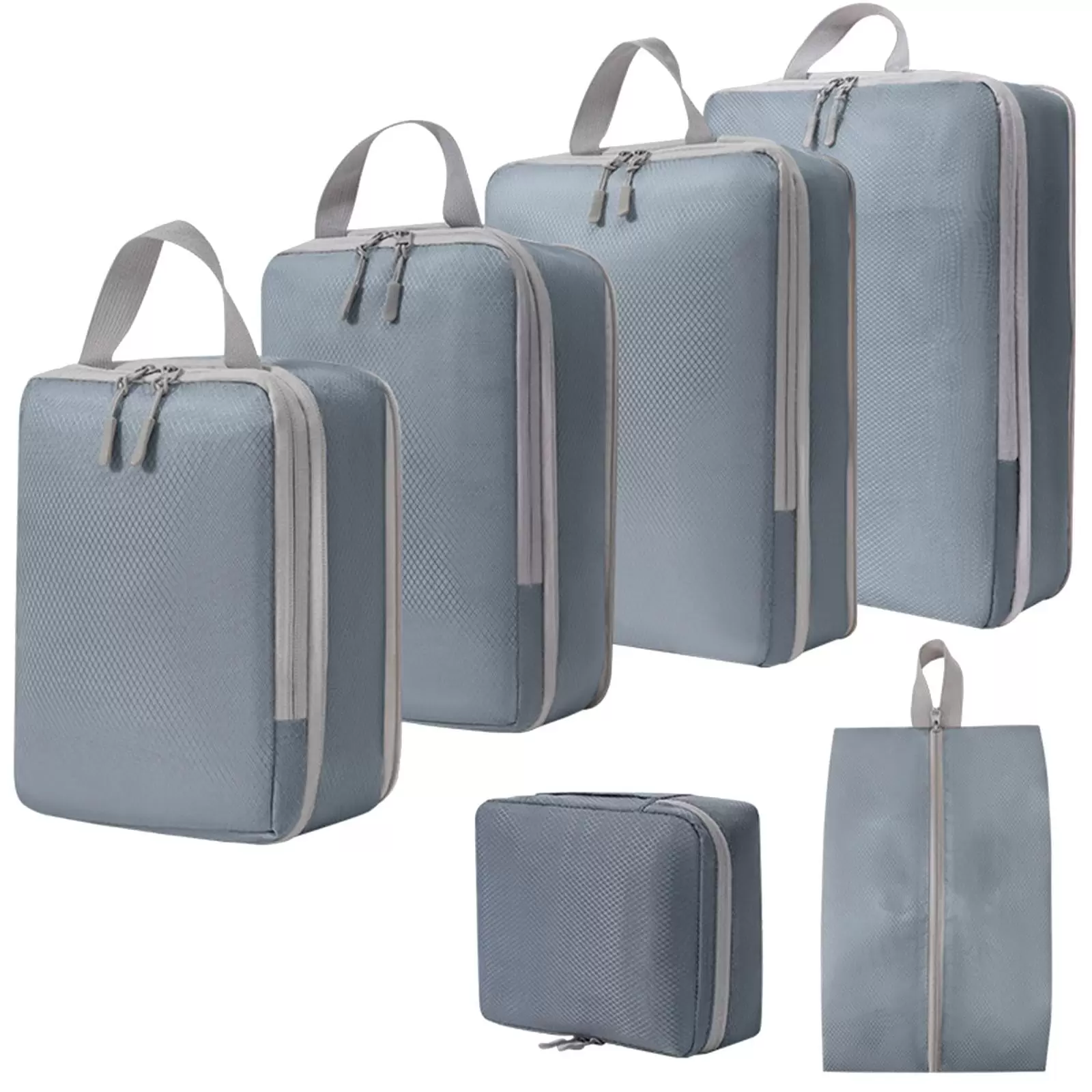 6Pcs Compression Packing Cubes Packing Organizer for Holidays Business Trips gray