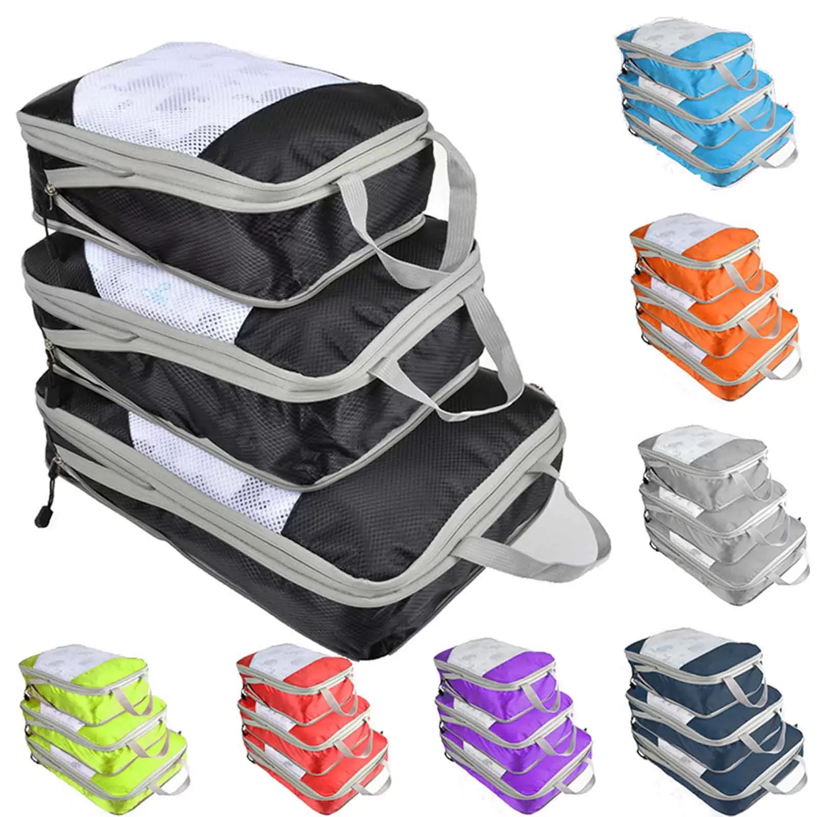 Waroomhosue 3Pcs Storage Bag Foldable Large Capacity Waterproof Nylon Fashion Women Travel Luggage Bag Home Supplies