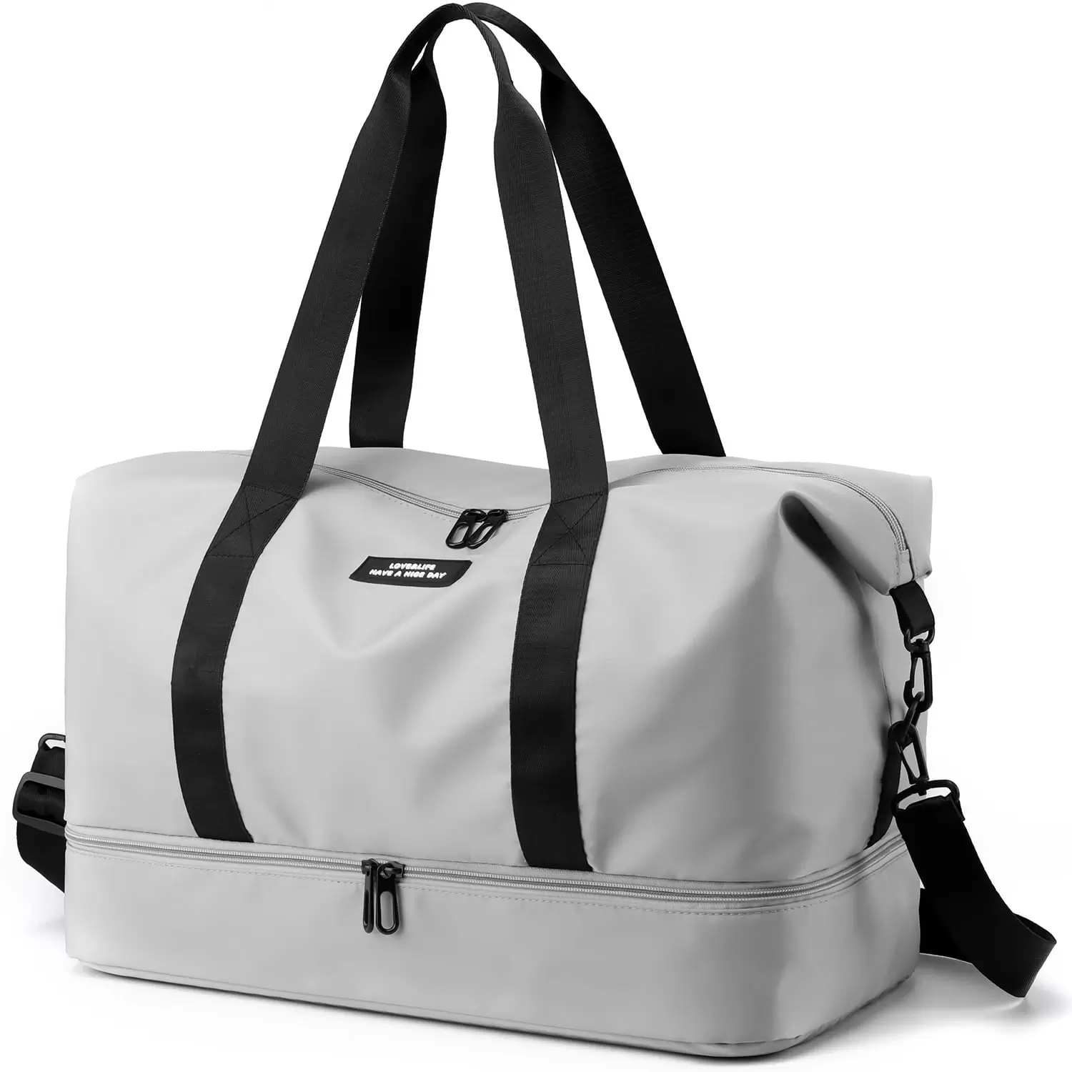 PlasMaller Gym Bag Sports Travel Duffel Bag Weekender Overnight Bag with Shoes Compartment for Travel. Gym. Yoga. School (Grey)