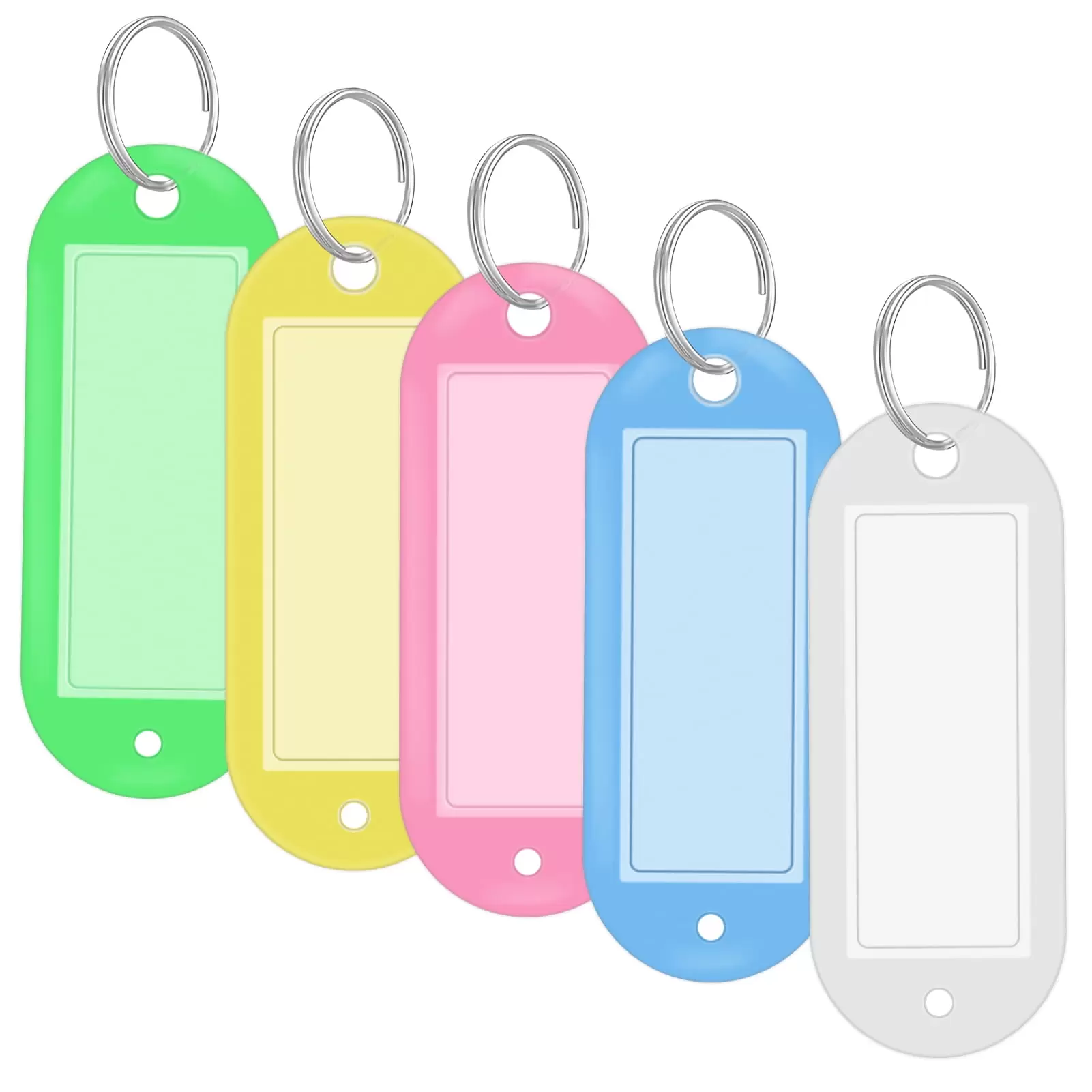 Homelove Plastic Key Tags.50 Pcs Key Labels with Ring and Label Window.Key Identifiers for Name.Key Chain ID Tags for Luggage/Organized Tours. Travels. Home. Office Classification Label .10 Colors