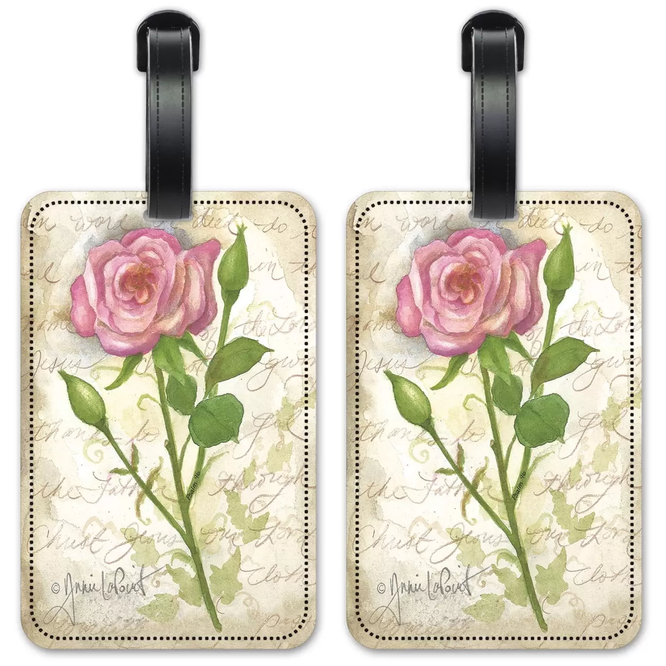 Old Rose - Luggage ID Tags / Suitcase Identification Cards - Set of 2