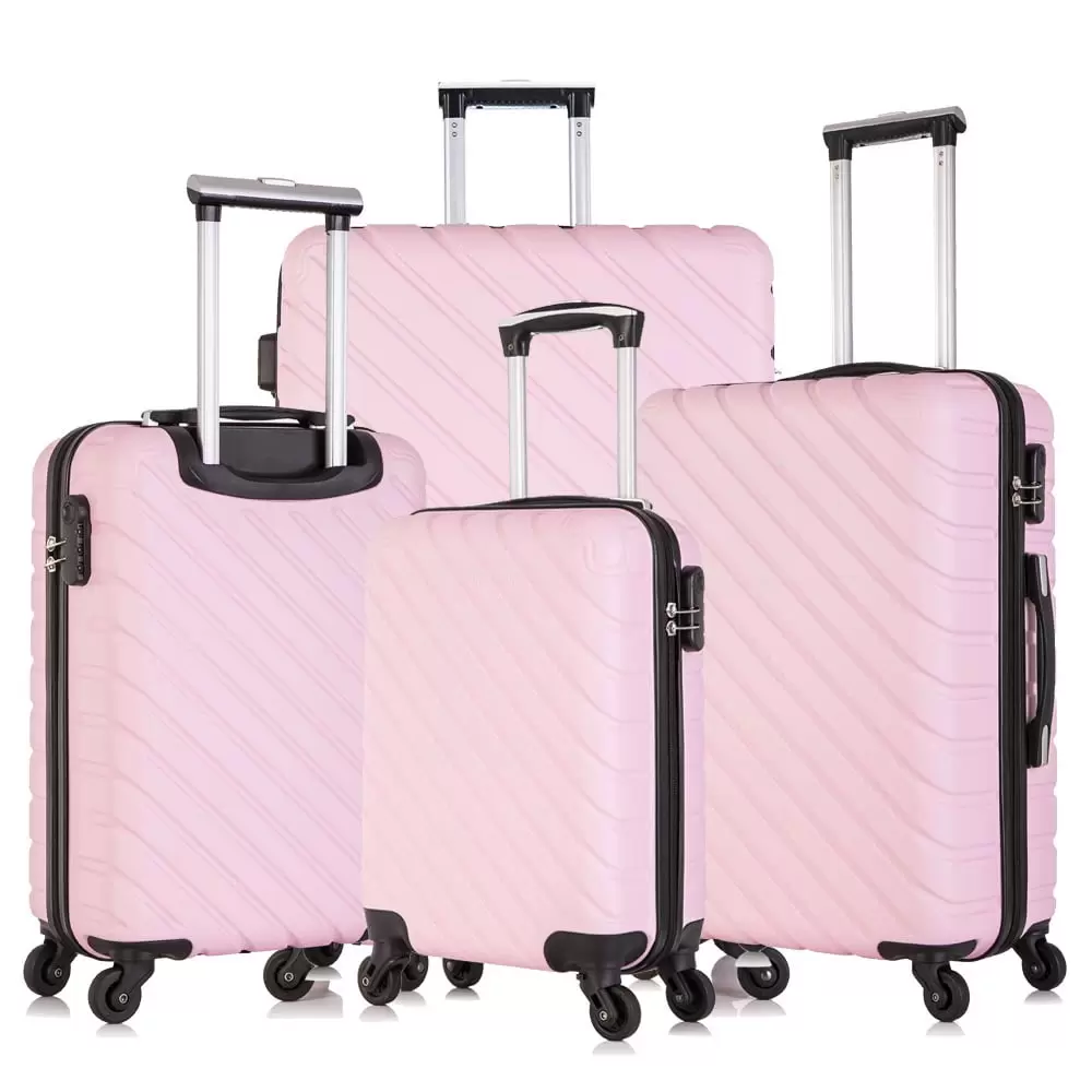 4 Piece Hardshell Luggage Sets.Travel Suitcase.Carry On Luggage with Spinner Wheels Free Cover&Hanger Inside pink