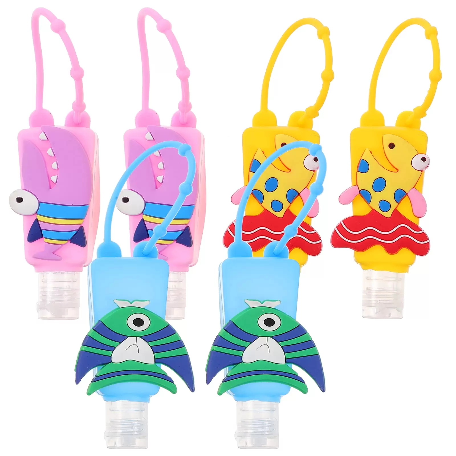 Eease 6Pcs 30ml Hanging Small Empty Bottle with Cover Outdoor Hand Sanitizer Container