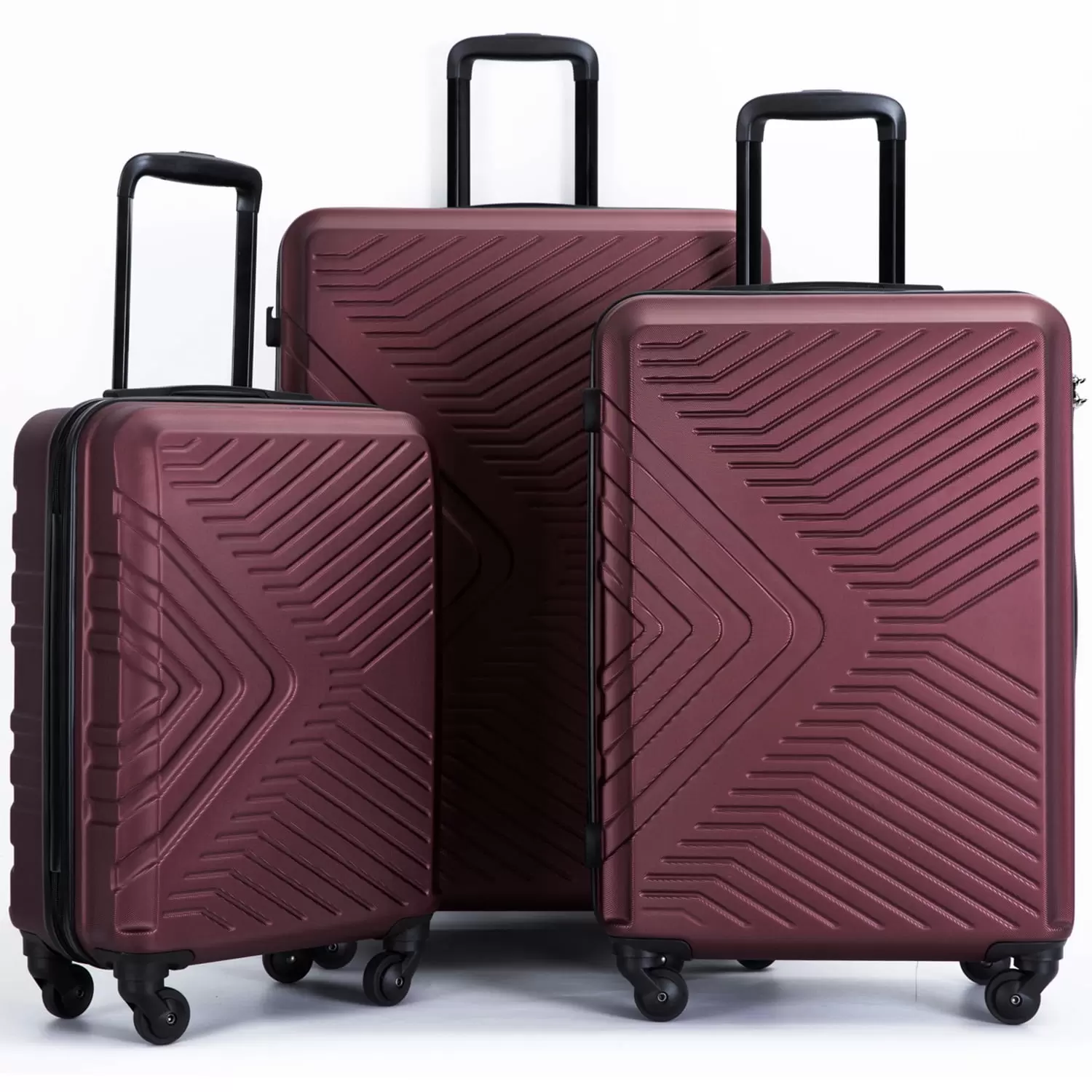 3 Piece Red Luggage Travel Set. 20 24 28 Carry on Luggage with Spinner Wheels. Lightweight Hard Case Luggage Travel Suitcase Christmas Gifts for Business Trip Holiday Travel Cruise