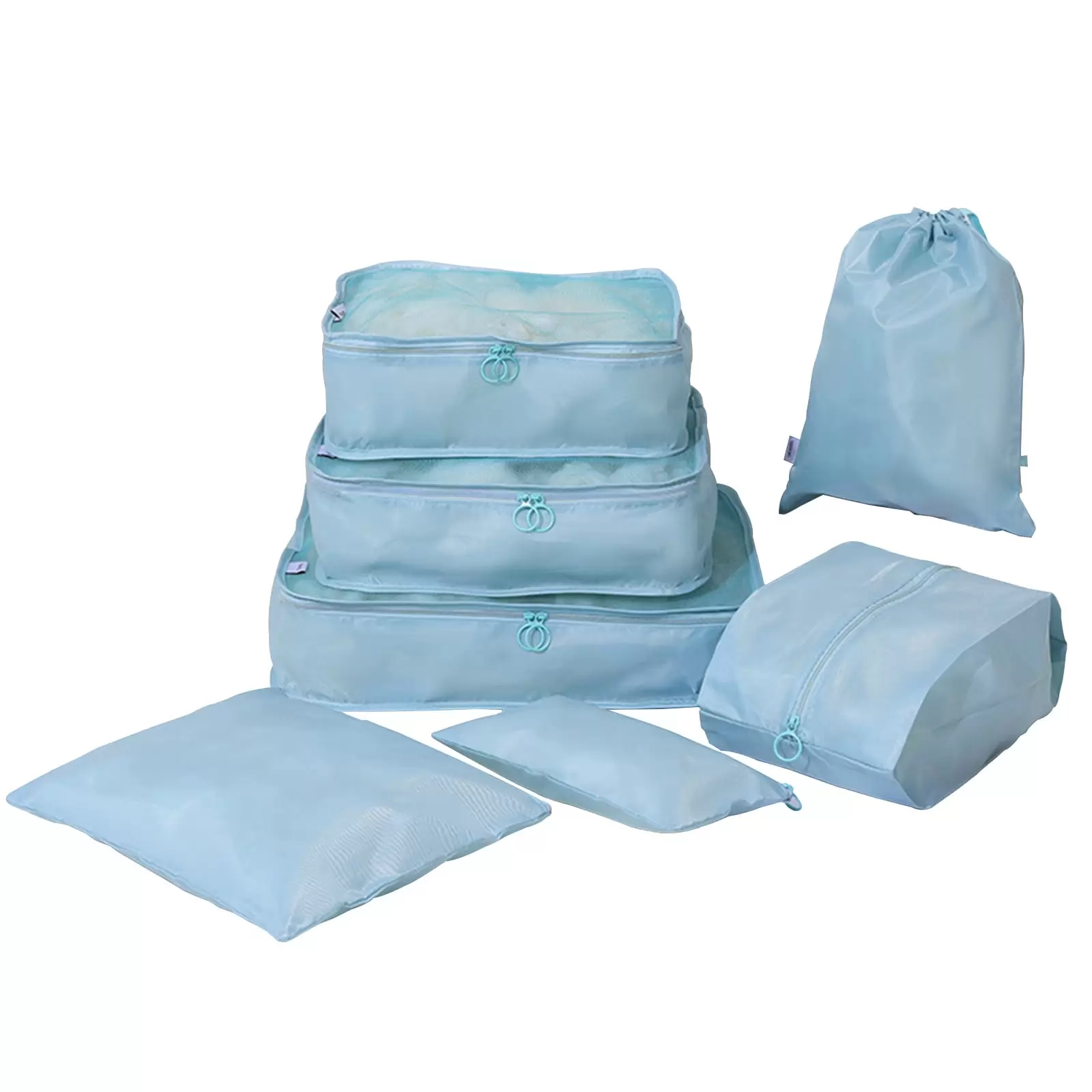 Vikakiooze 7 Set Packing Cubes For Travel. Compression Lage Organizers Set. Travel Packing Kit With Laundry Bag & Shoes Bag