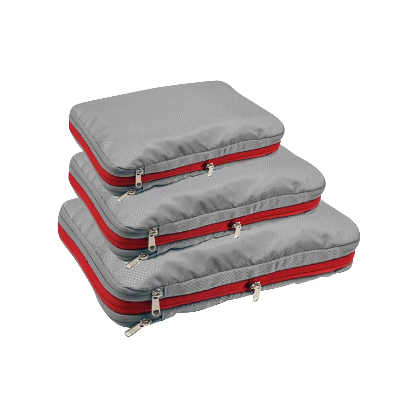 3Pcs Compression Packing Bag Luggage Packing Organizer Nylon Double Layer Expandable for Carry on Suitcase Travel Backpack Gray