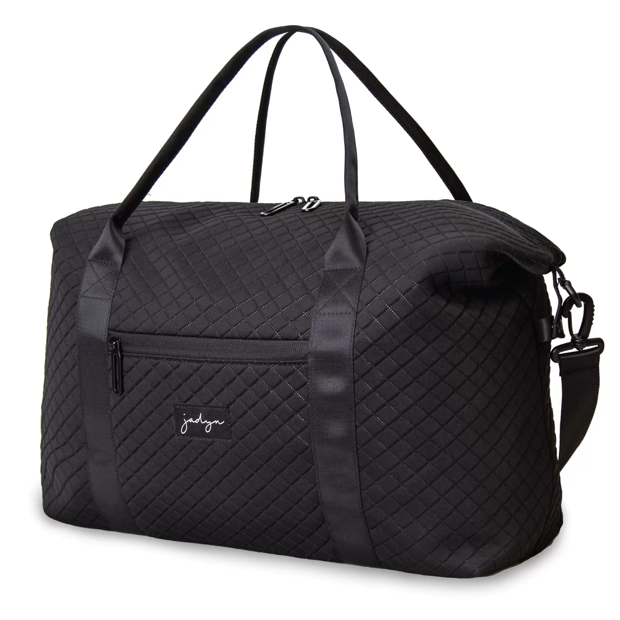 Jadyn Lola Travel Bag. Weekender/Overnight Duffel. Gym Tote Bag for Women. Men (Diamond Black)