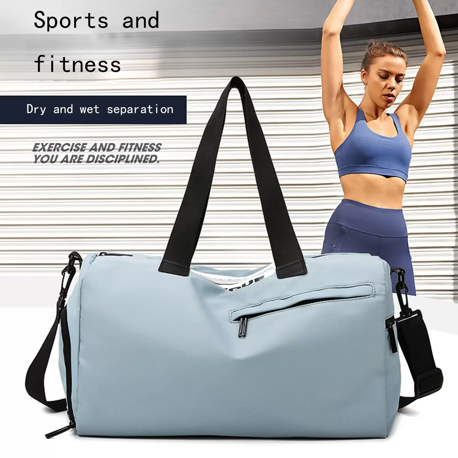 RnemiTe-amo Travel Duffel Bag.Sports Tote Gym Bag.Shoulder Weeken-der Overnight Bag .Wet & Dry Separation Fitness Bag Hand-Held One-Shoulder Yoga Exercise