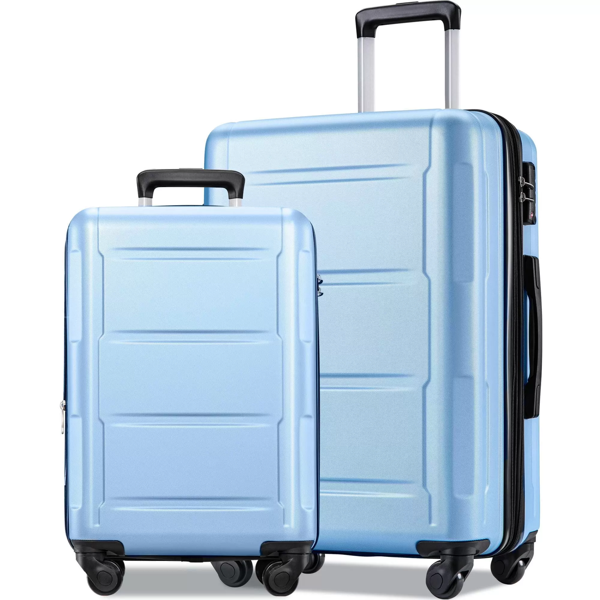 UBesGoo 2 Piece Luggage Set. 20inch 28inch Expanable ABS Hardside Suitcase Wheel Spinner TSA Lock - Light Blue