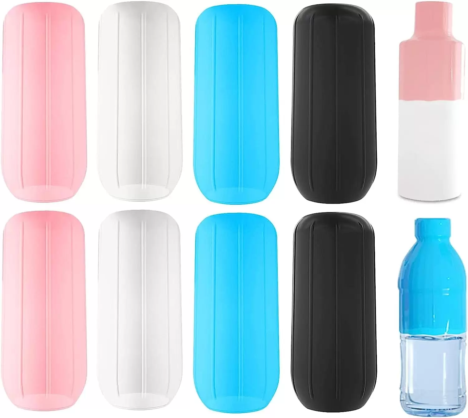 8 Pcs- Reusable Silicone Travel Bottle Covers Leak Proof Sleeves. Silicone Elastic Sleeve for Locks Proof Travel Toiletries Shampoo Bottles Container in Luggage