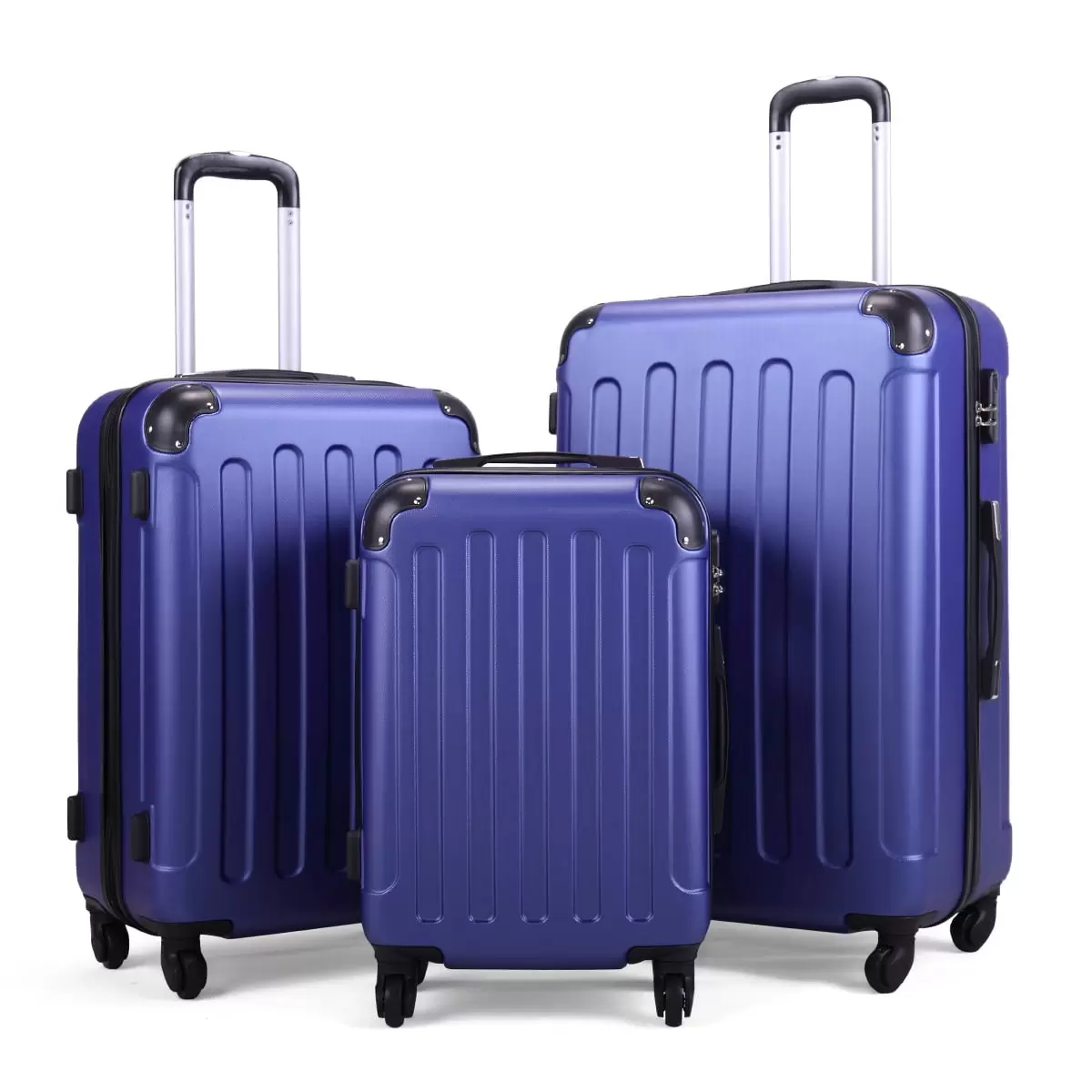 3-Piece Luggage Set (20/24/28). Expandable Carry on Suitcase with Spinner Wheels. Deep Blue