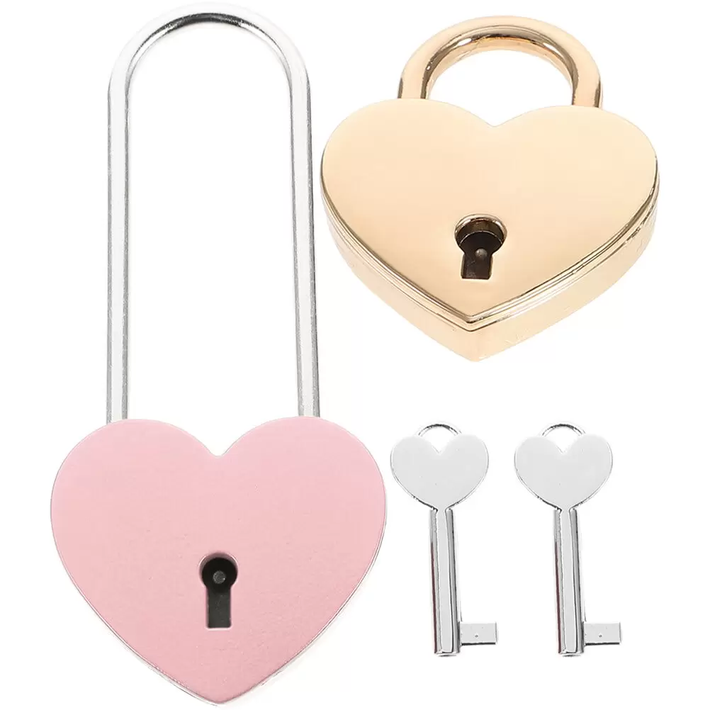 2Pcs Heart Shaped Padlocks Delicate Heart Lock Portable Luggage Lock Handbag Diary Lock