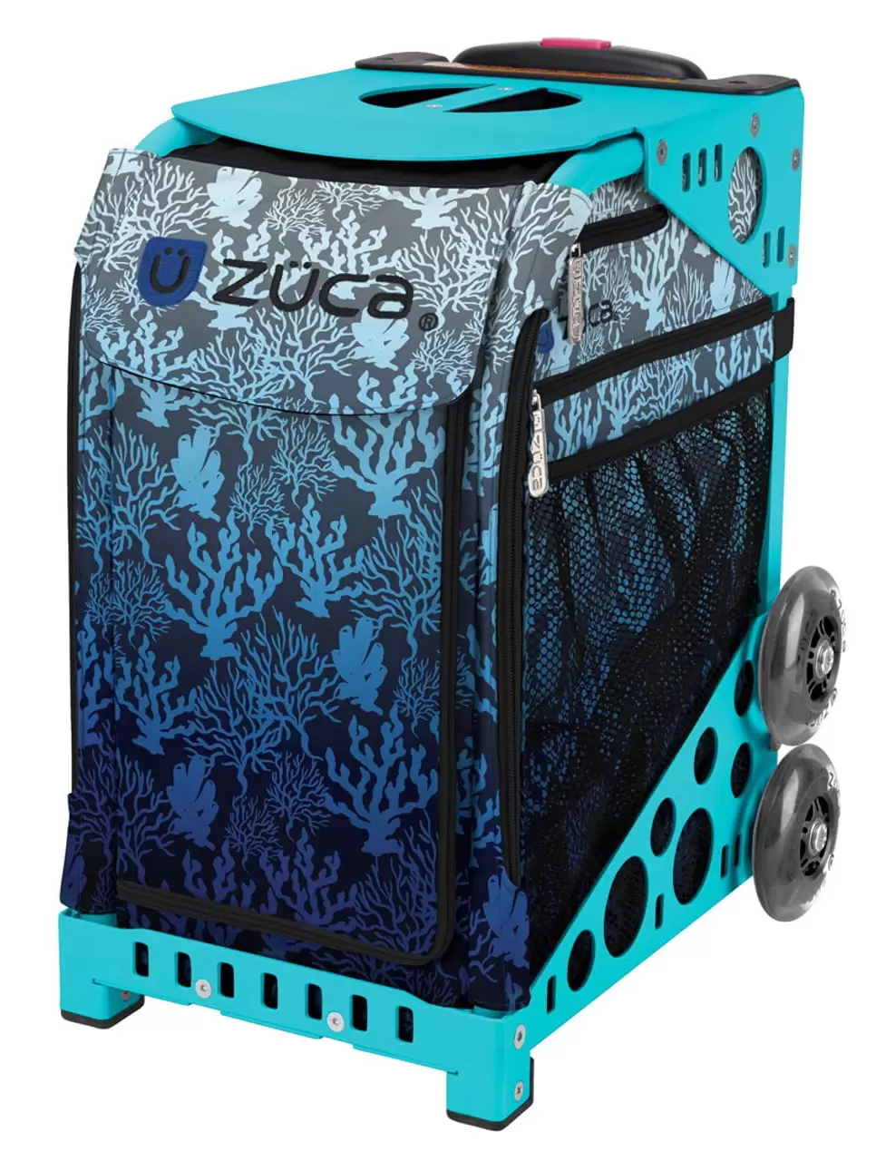 Zuca 18 Sport Bag - Reef with Flashing Wheels (Turquoise Frame)