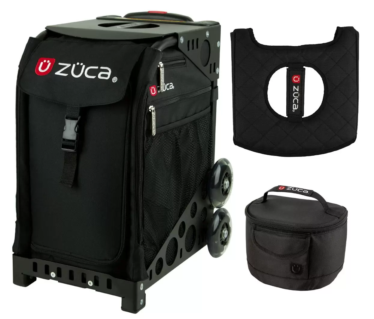 Zuca 18 Sport Bag - Obsidian with Lunchbox and Seat Cover (Black Frame)