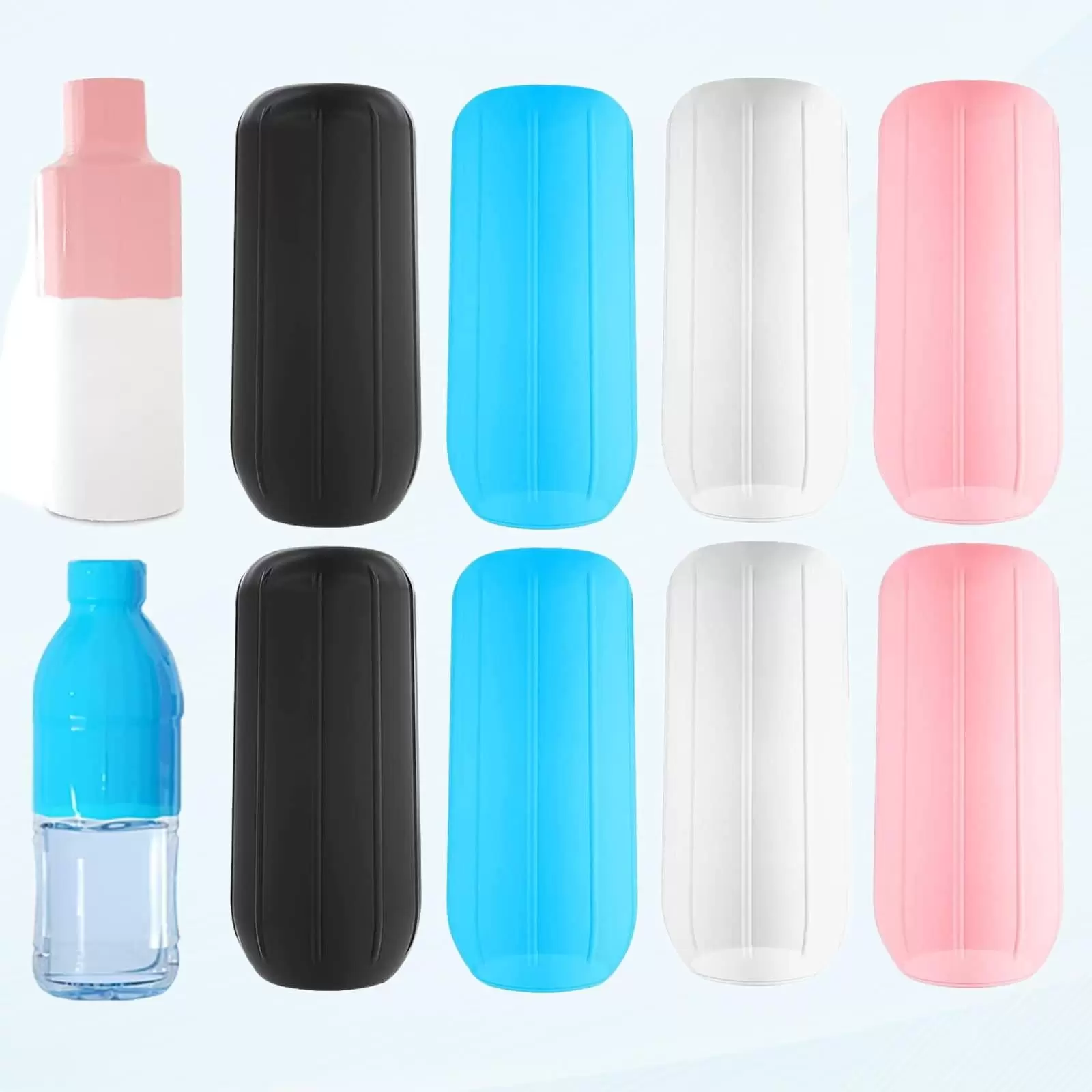 8-Pack Leakproof Elastic Cover - Reusable Silicone Travel Bottle Cap Leakproof Cover. Silicone Elastic Cover for Anti-Lock Travel Toiletries Shampoo Bottle Luggage Containers